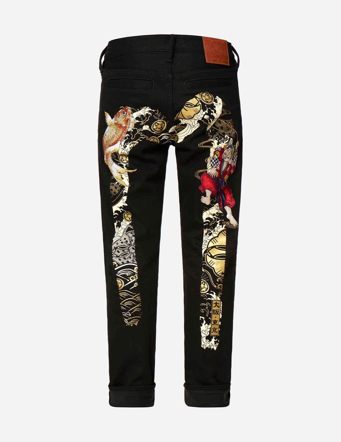FISHERMAN GOD OF FORTUNE AND KOI-PATTERN DAICOCK CARROT-FIT JEANS #2017 - 2