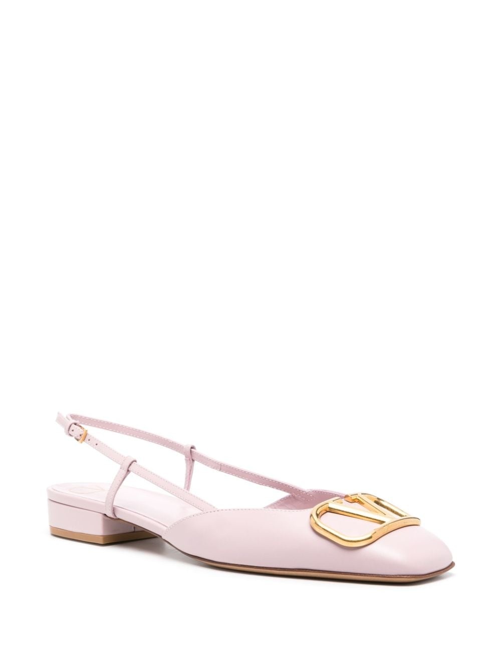 VLogo leather slingback ballerina shoes - 2