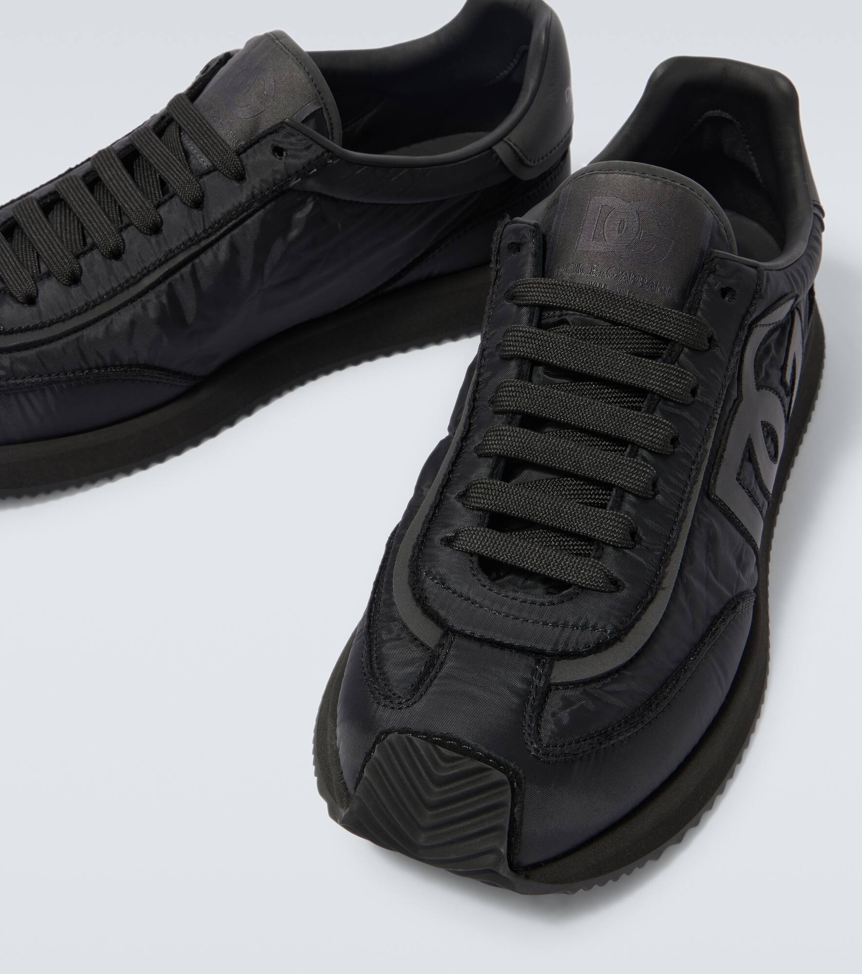 Leather-trimmed canvas sneakers - 3