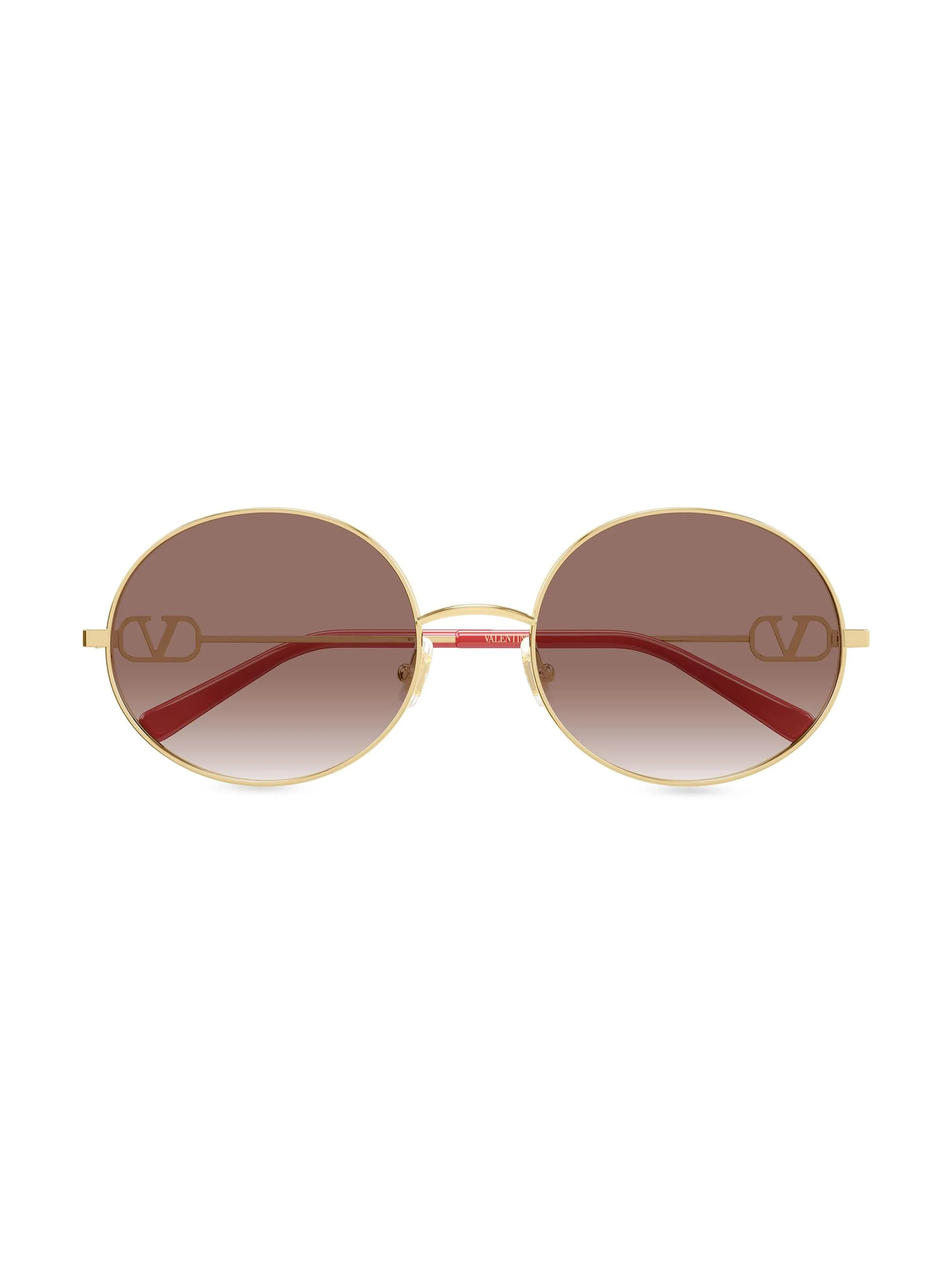 Women's 20MM VLogo Round Sunglasses - Gold Brown - 1