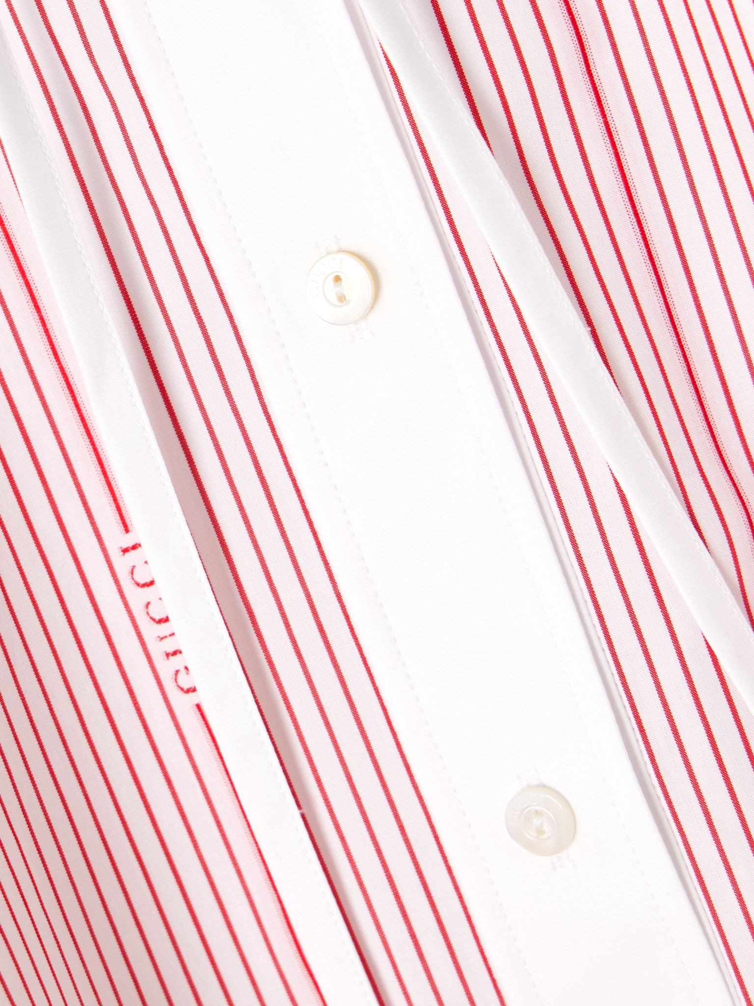 Tie-detailed striped cotton-poplin shirt Pink - 5