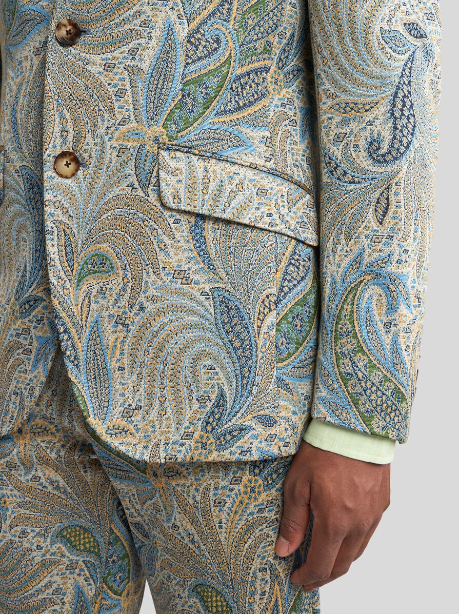 FOLIAGE-DESIGN COTTON-BLEND BLAZER - 2