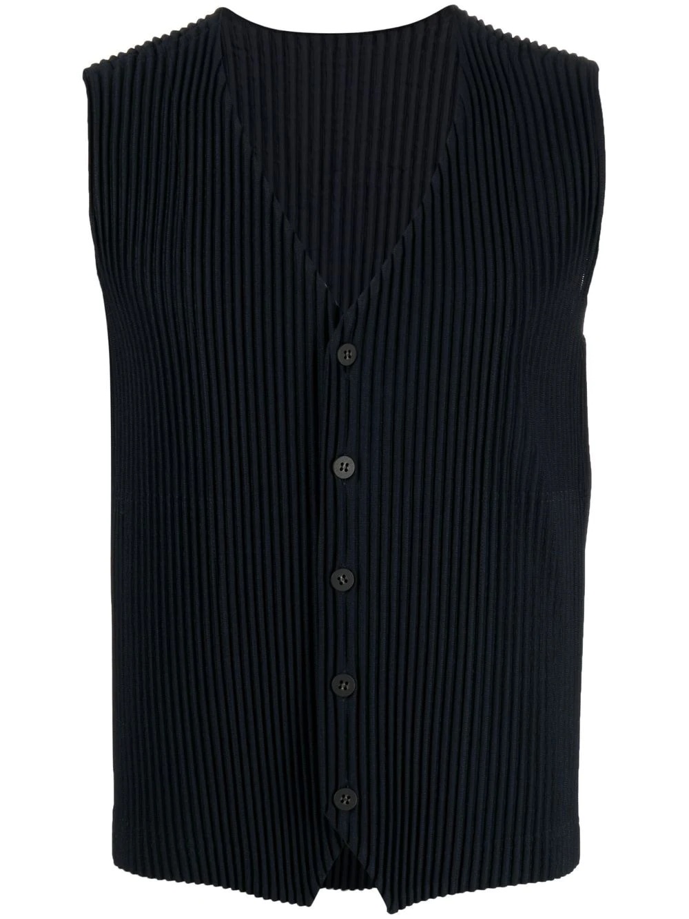 plissé V-neck waistcoat - 1