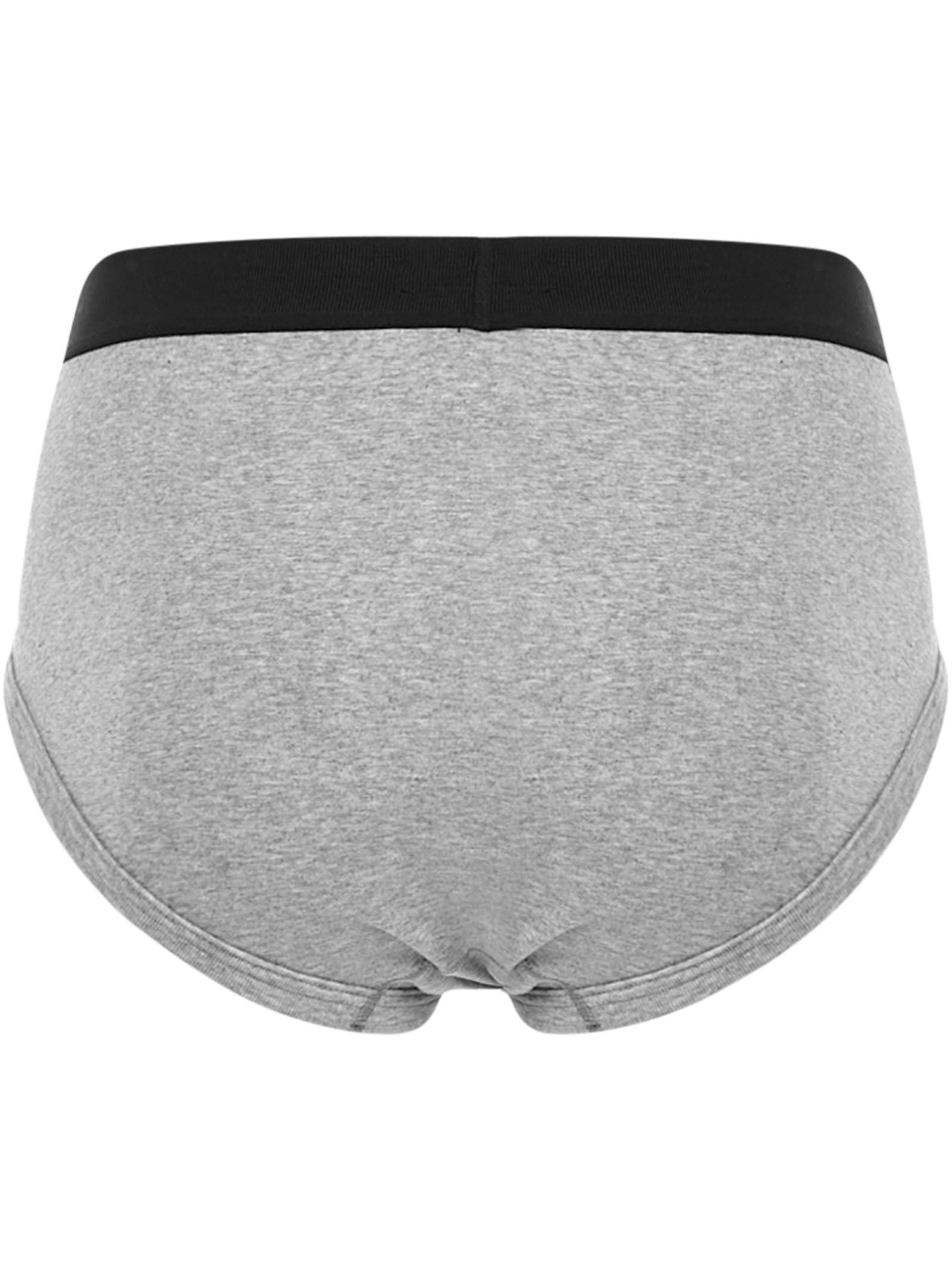 Gray stretch cotton briefs with black elastic waistband and Tom Ford jacquard logo. - 2