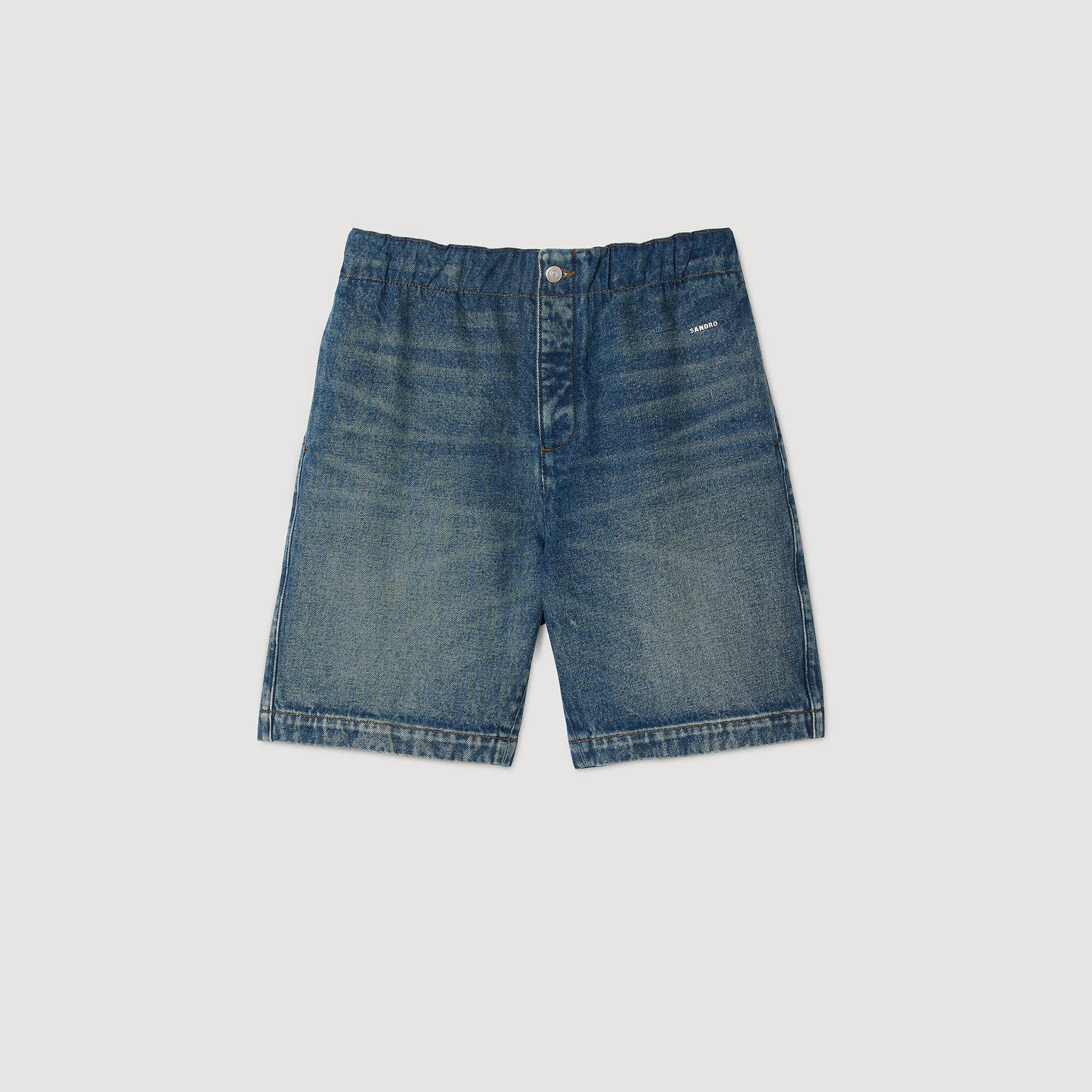 ELASTICATED DENIM SHORTS - 1