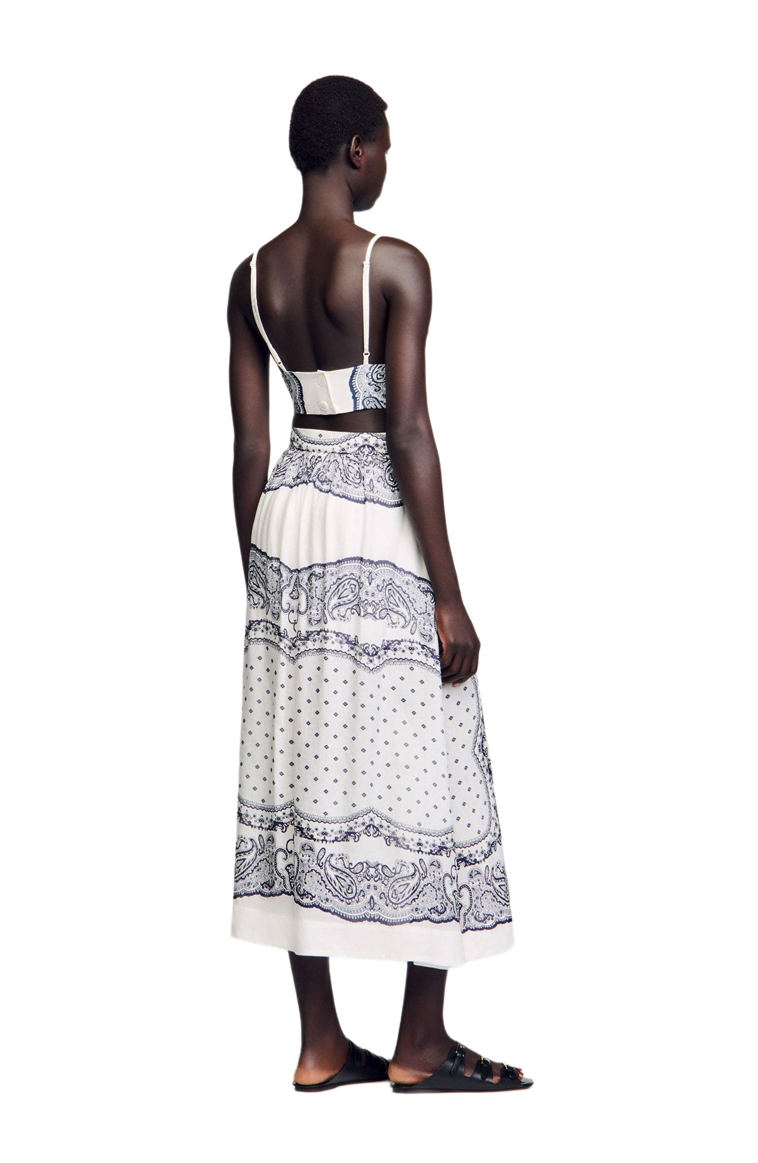 SANDRO Bandana print crop top in White /Blue at Nordstrom - 2
