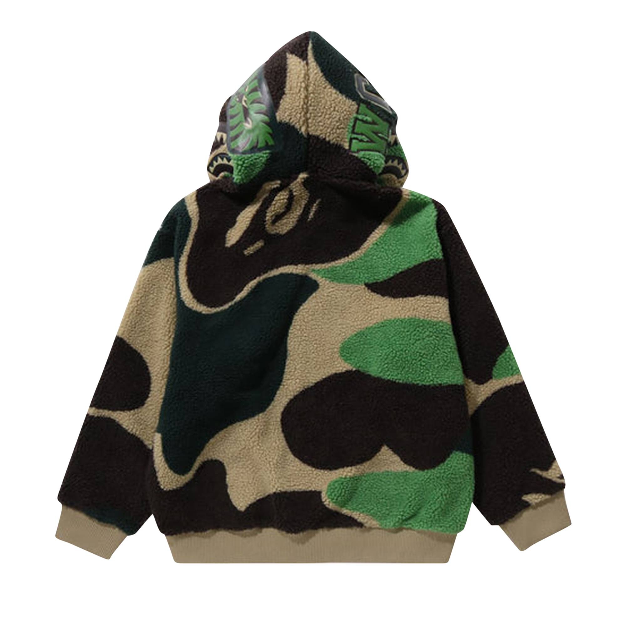 BAPE Mega ABC Camo Shark Boa Hoodie 'Green' - 3