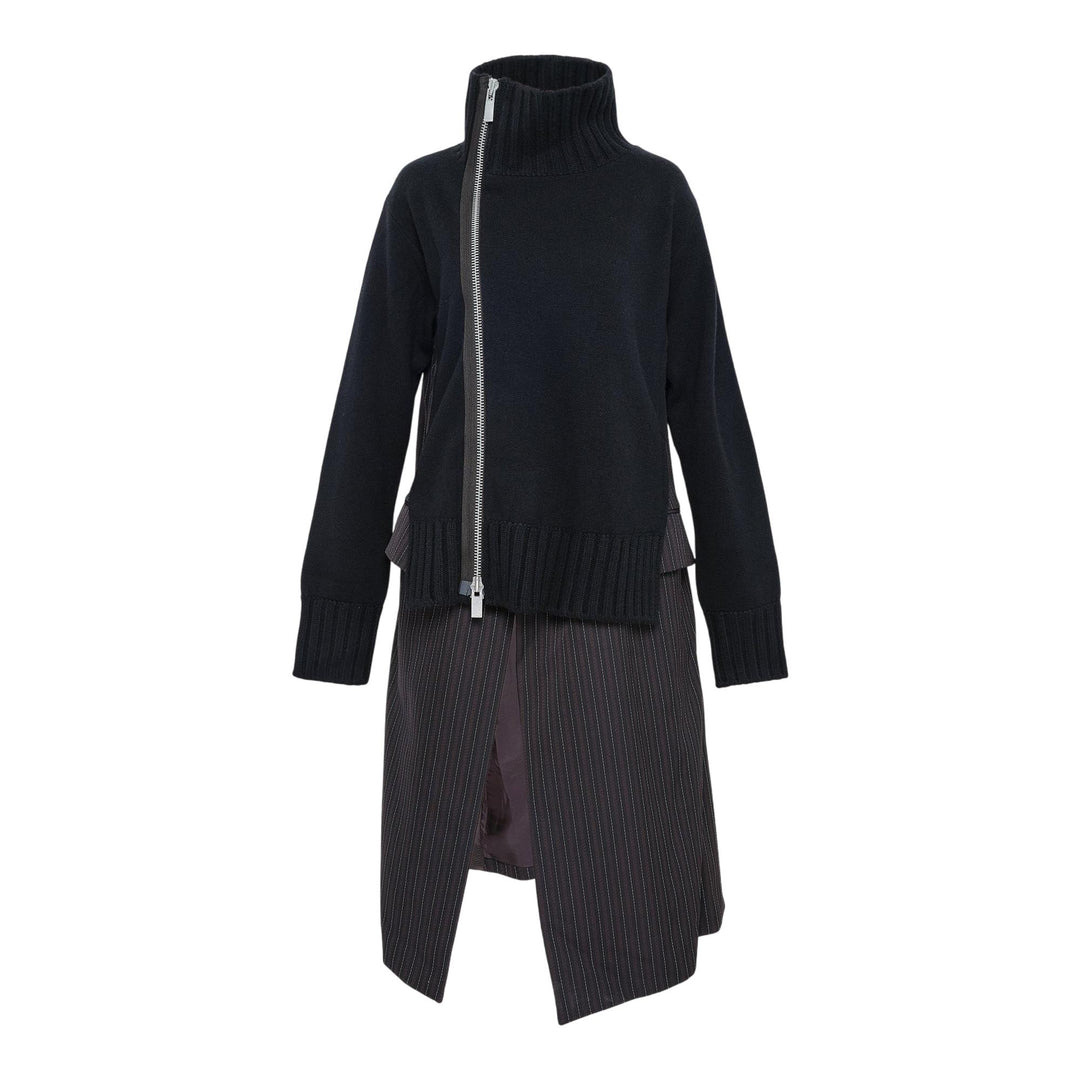 Stripe Doeskin X Wool Knit Coat - 1