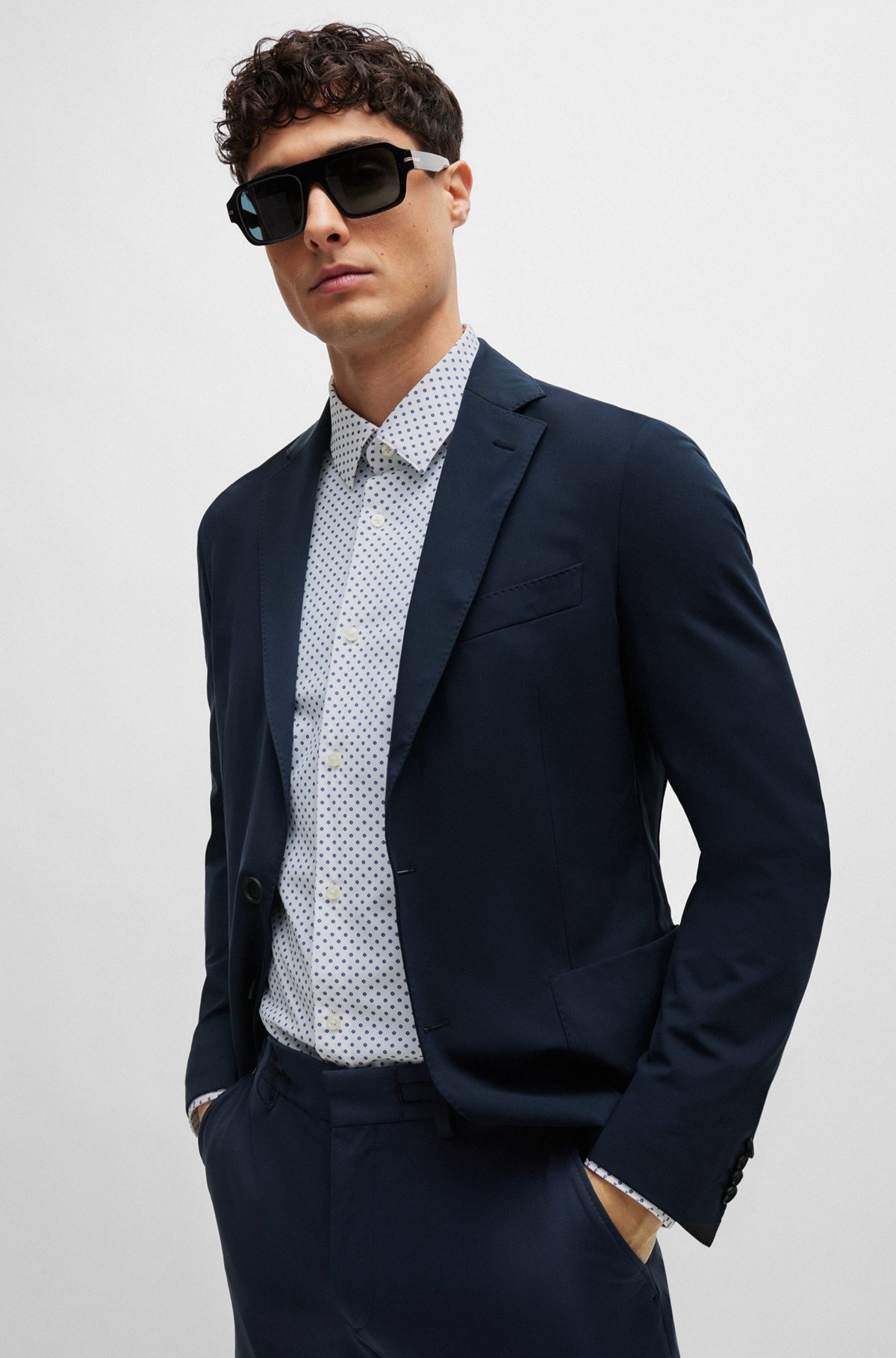 SLIM-FIT SHIRT IN PRINTED PERFORMANCE-STRETCH MATERIAL - 6