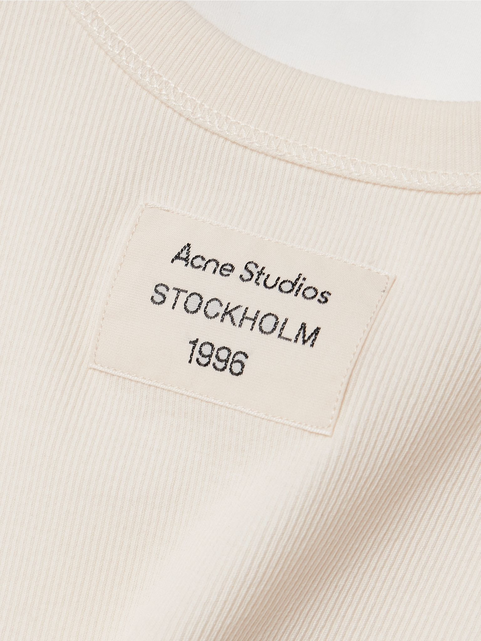 Layered appliquéd ribbed cotton-blend jersey T-shirt White - 4