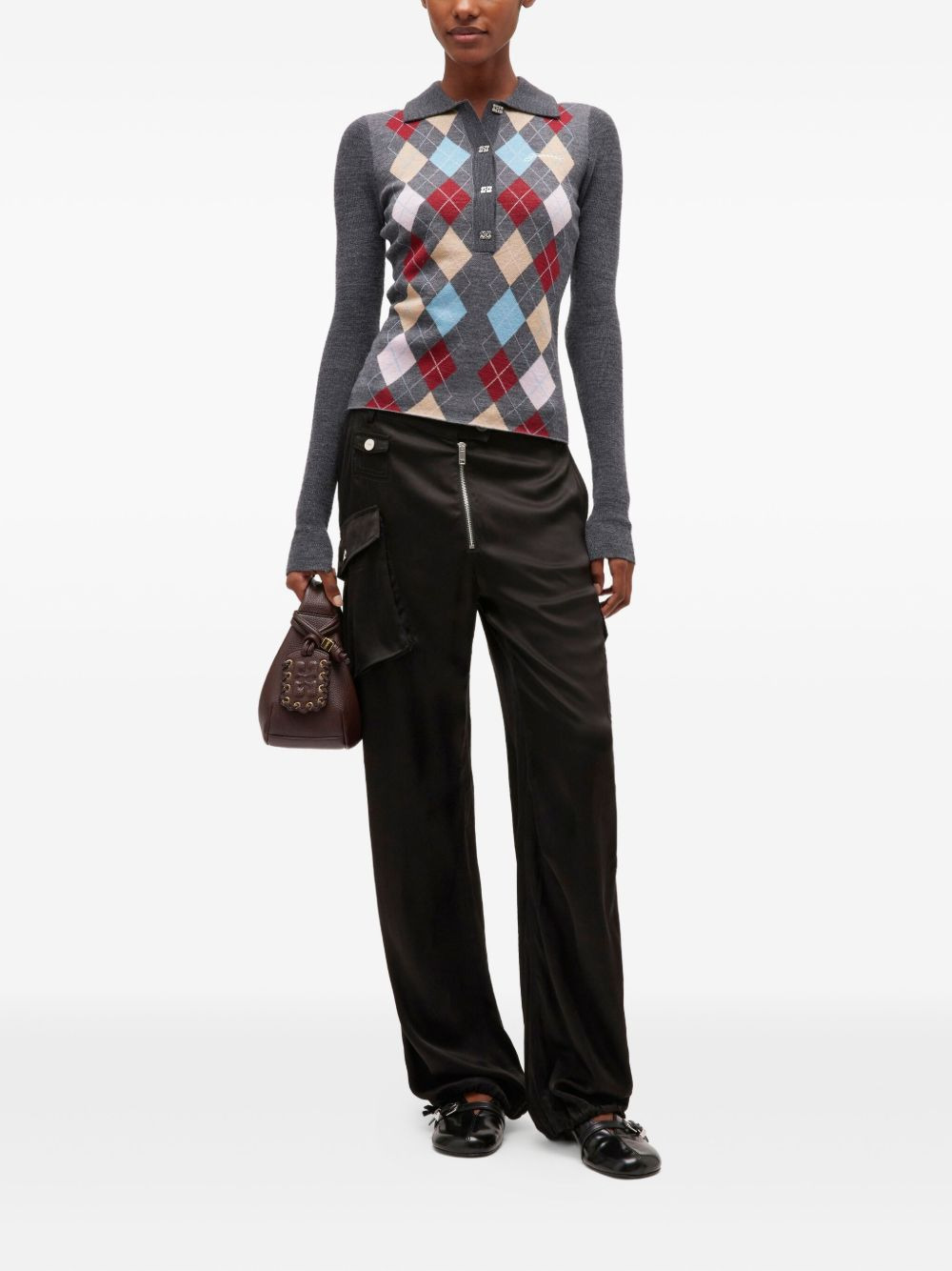 ribbed polo-neck top - 2