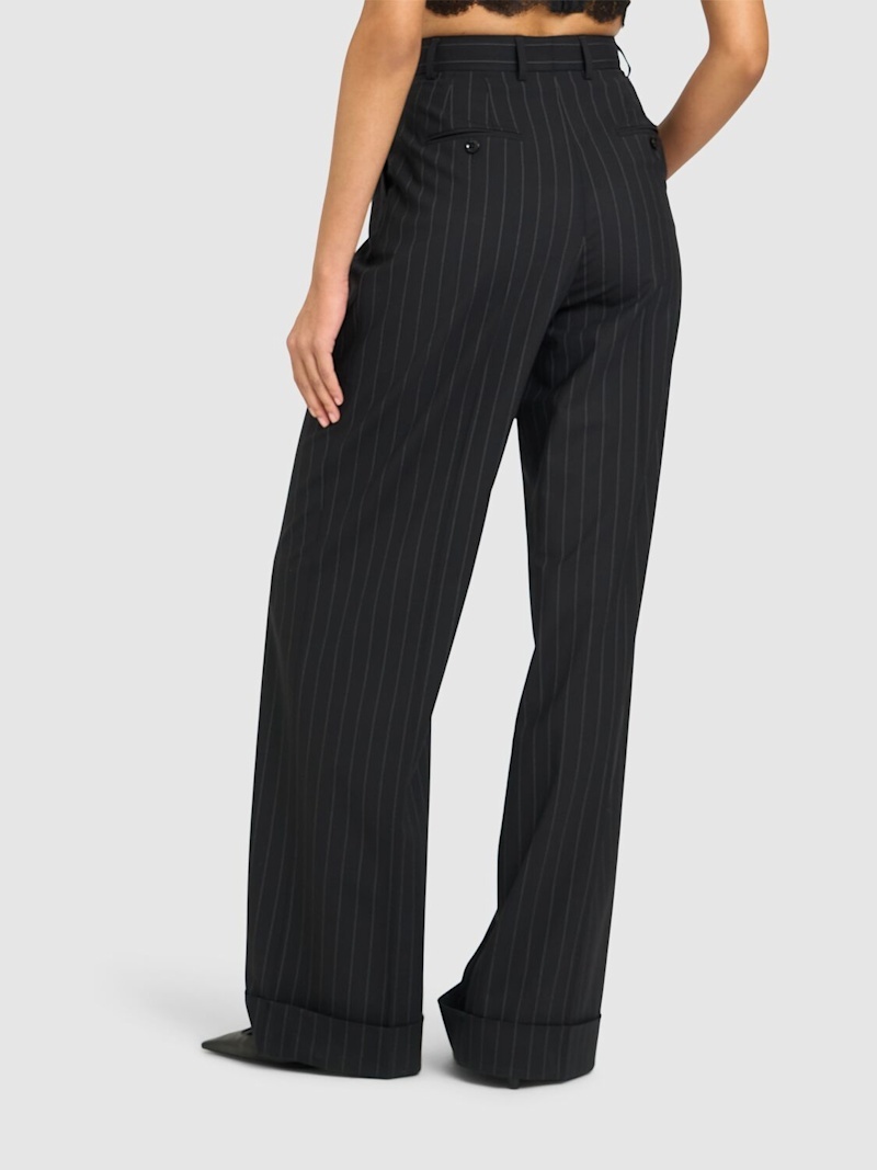 High waist pinstripe flared pants - 3