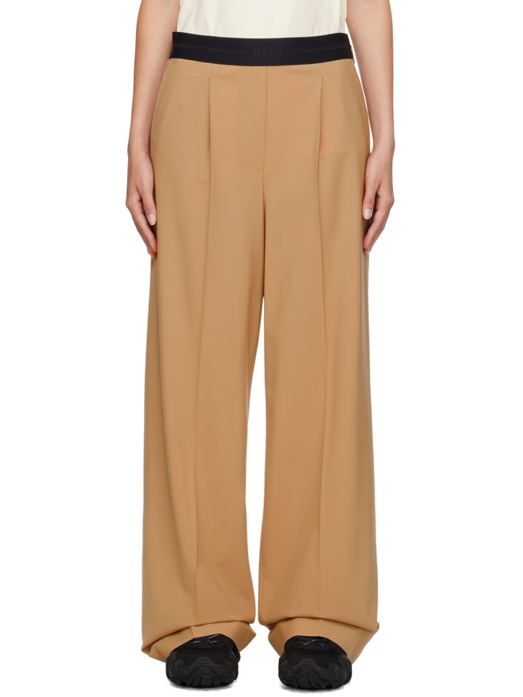 Beige Creased Trousers - 1