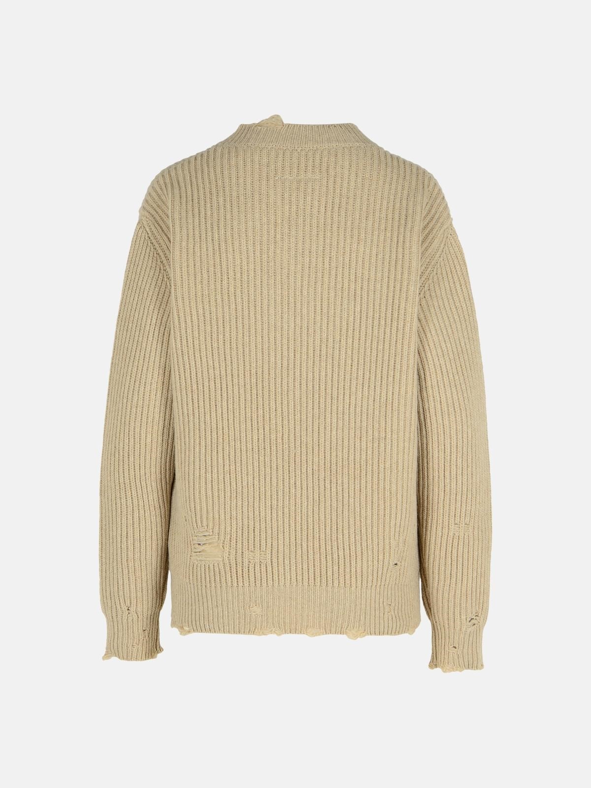 IVORY WOOL BLEND SWEATER - 3