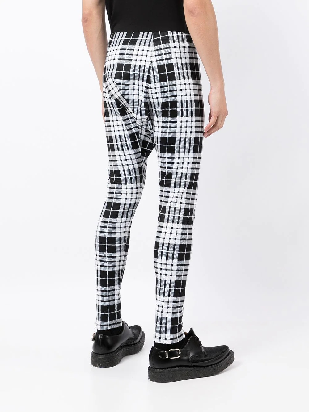 asymmetric check pattern leggings - 4