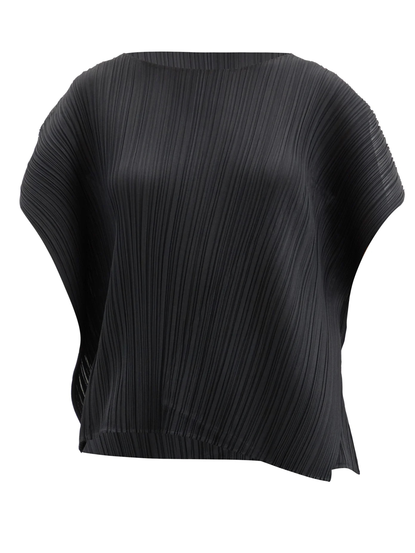 Kimono-sleeve asymmetrical technical-pleated top - 1