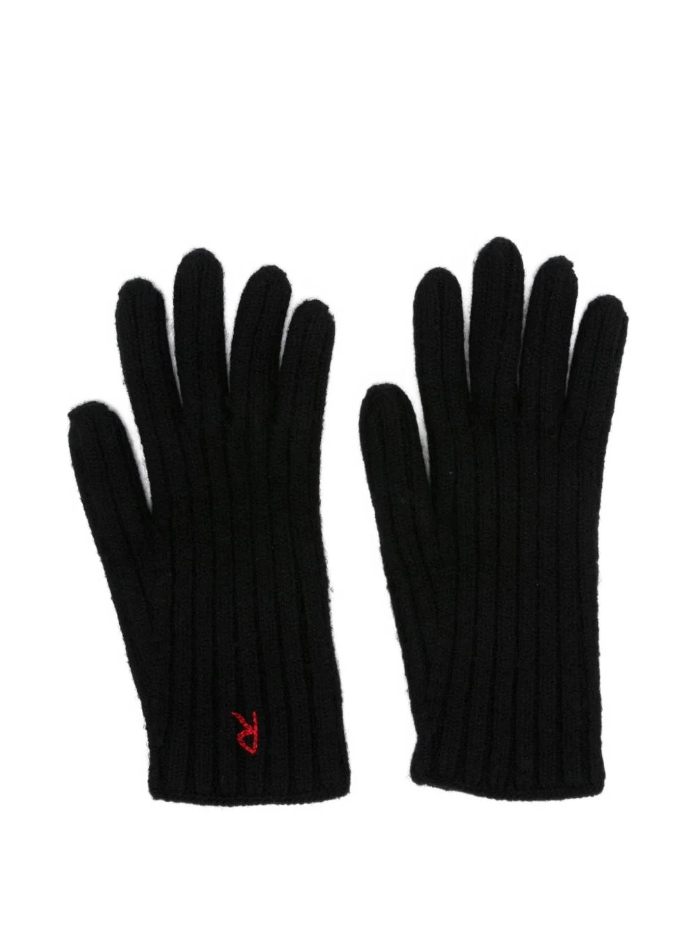 ribbed embroidered gloves - 1