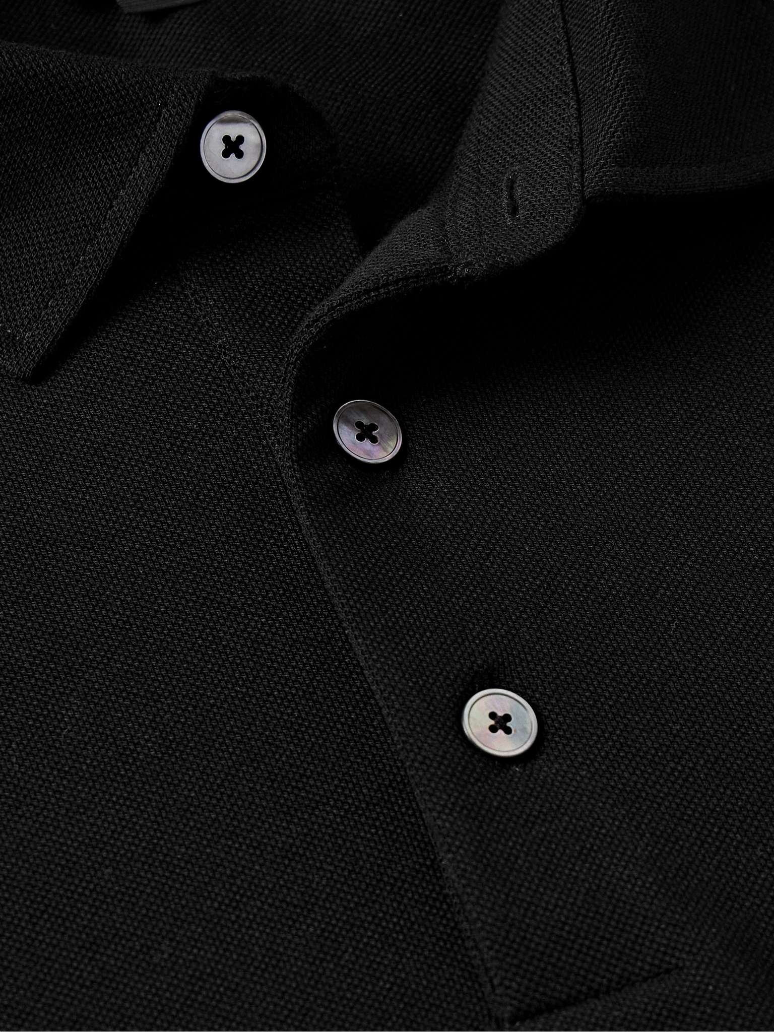 Slim-Fit Suede-Trimmed Cotton-Piqué Polo Shirt - 5