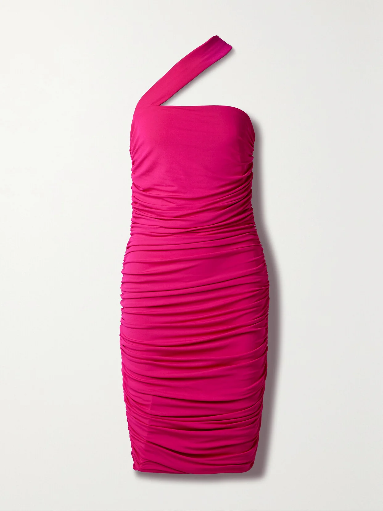 One-shoulder Ruched Stretch-crepe Midi Dress - 1
