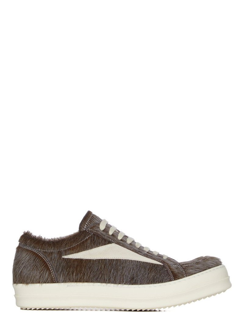 Vintage Suede-Trimmed Calf-Hair Sneakers Brown - 1