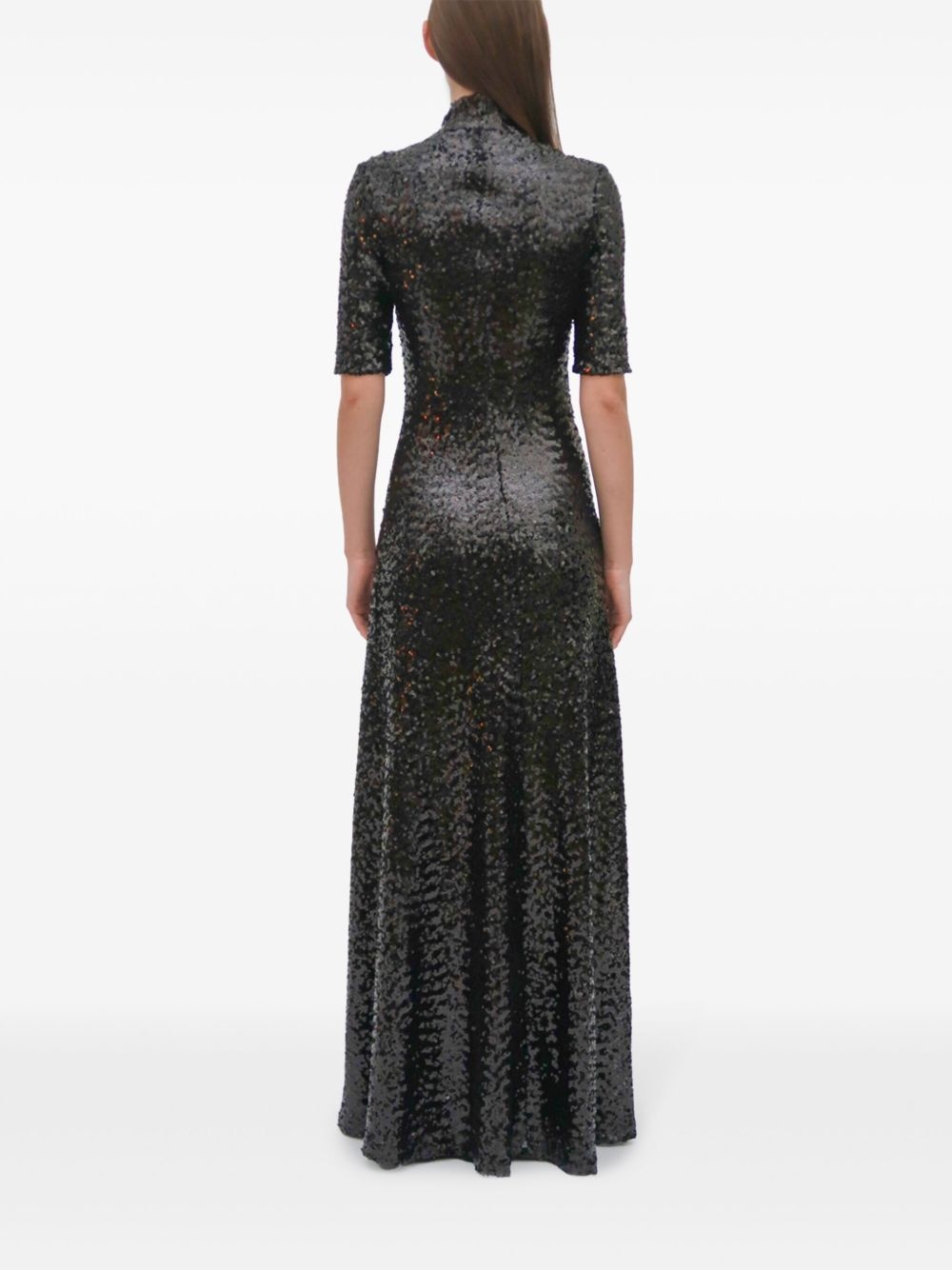 zip-up turtleneck gown - 6