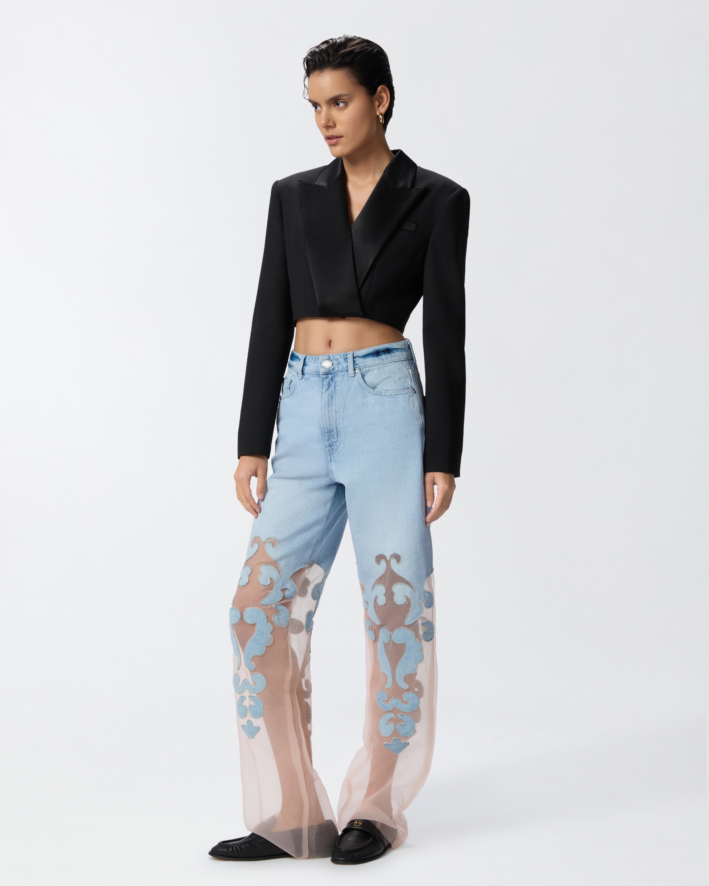 LOOSE JEANS WITH TRANSPARENT ORGANZA - 2