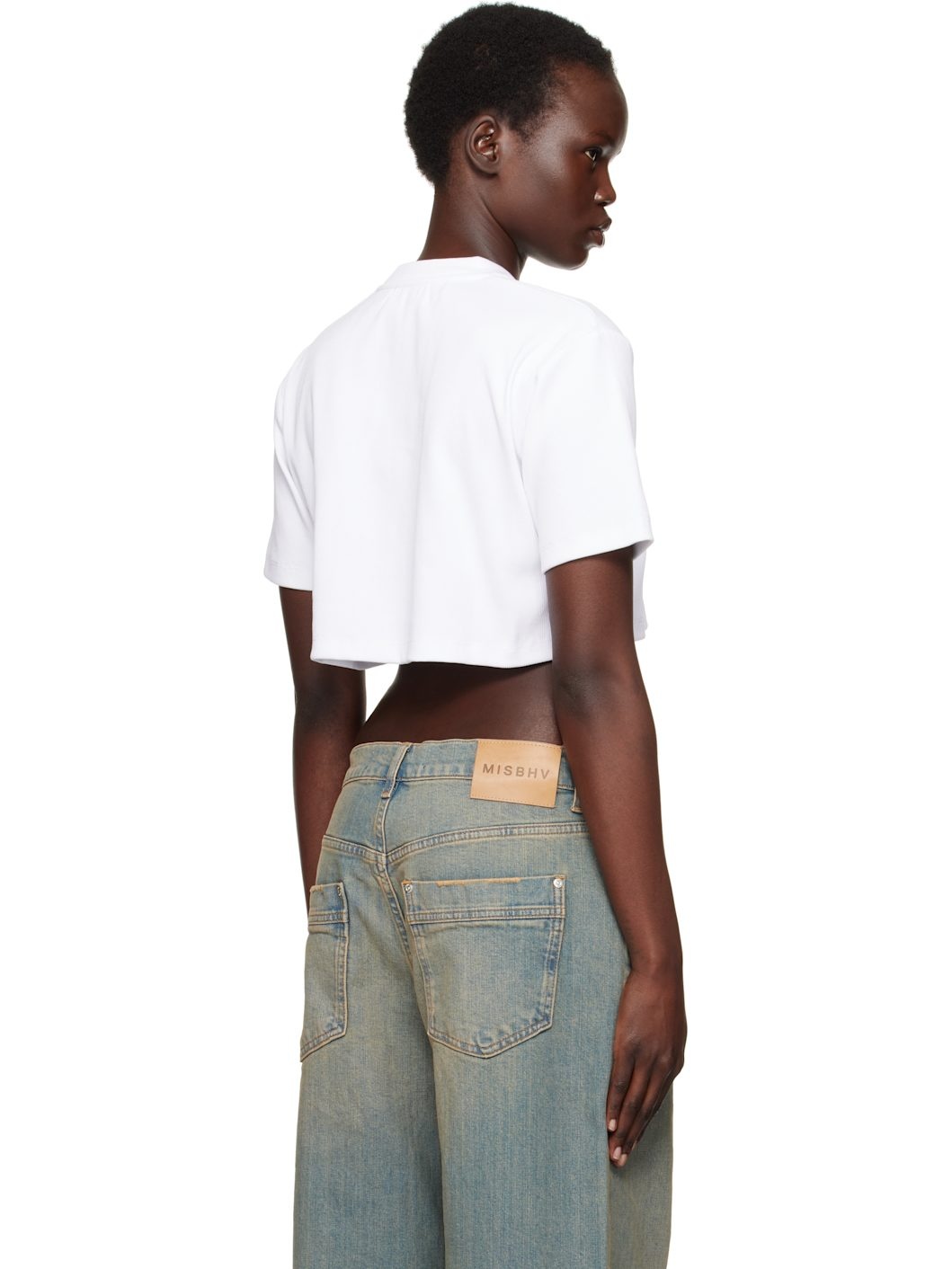 White 'Off' Stamp Rib Cropped T-shirt - 3