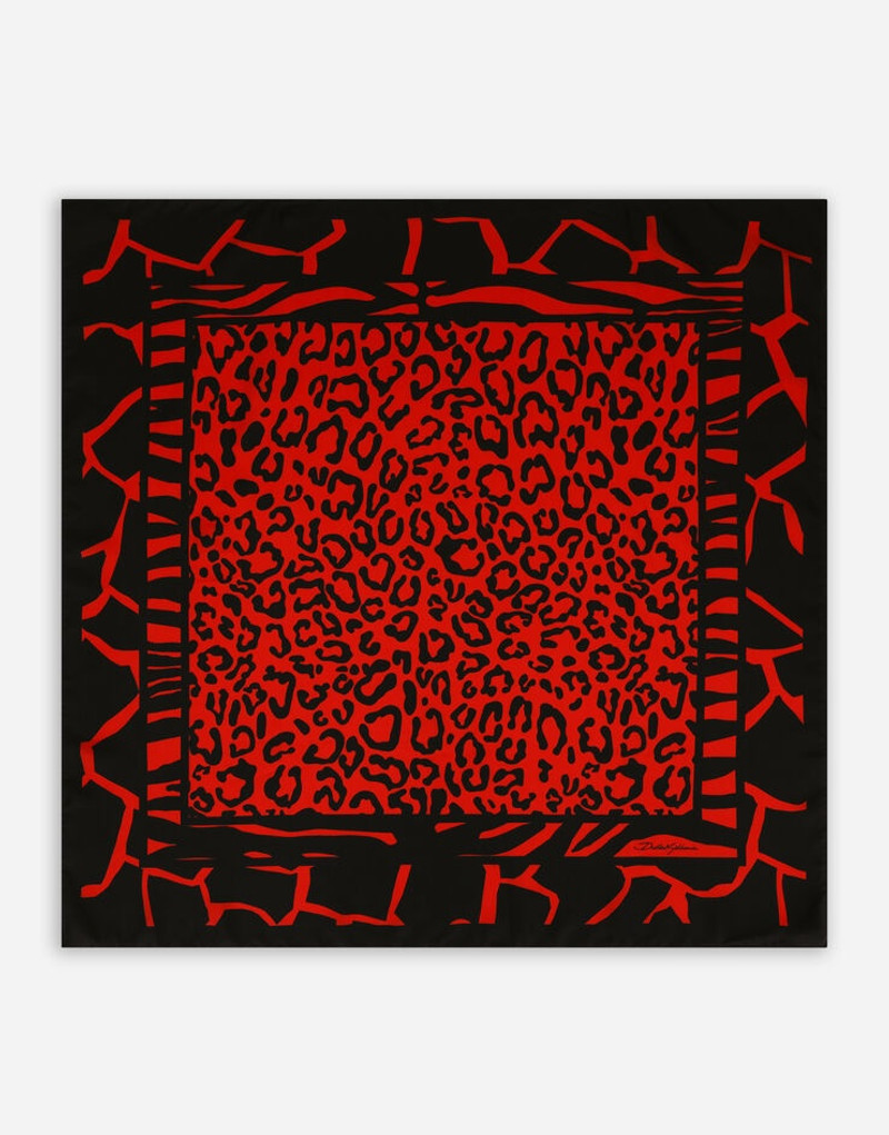 Leopard-print twill scarf (90 x 90) 1