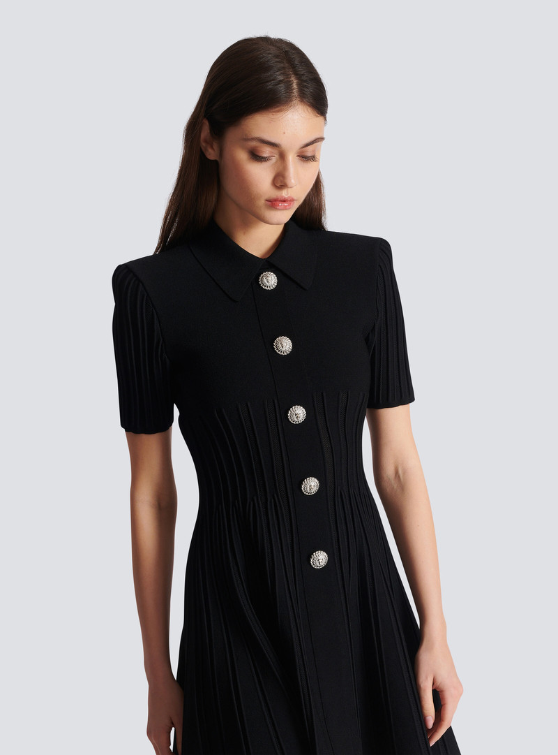 Short flared ribbed knit dress 7