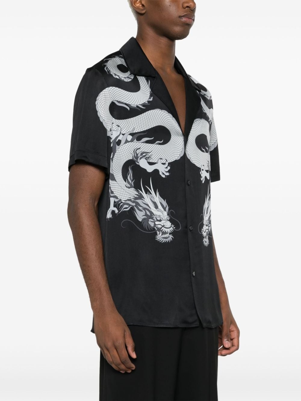 dragon-print satin shirt - 3
