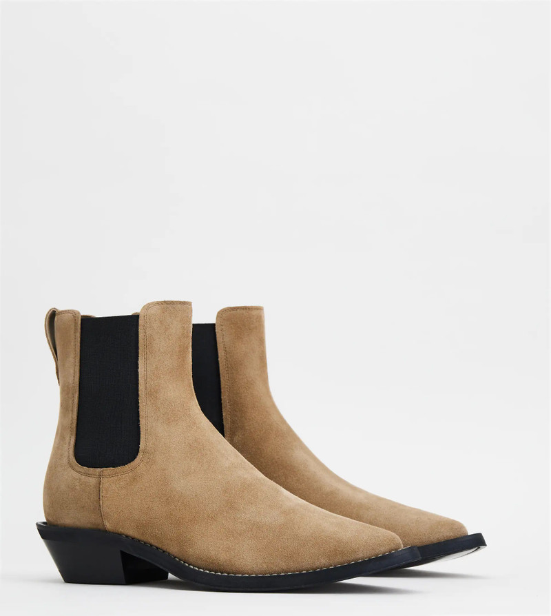 Tod's ANKLE BOOTS IN SUEDE - BEIGE outlook