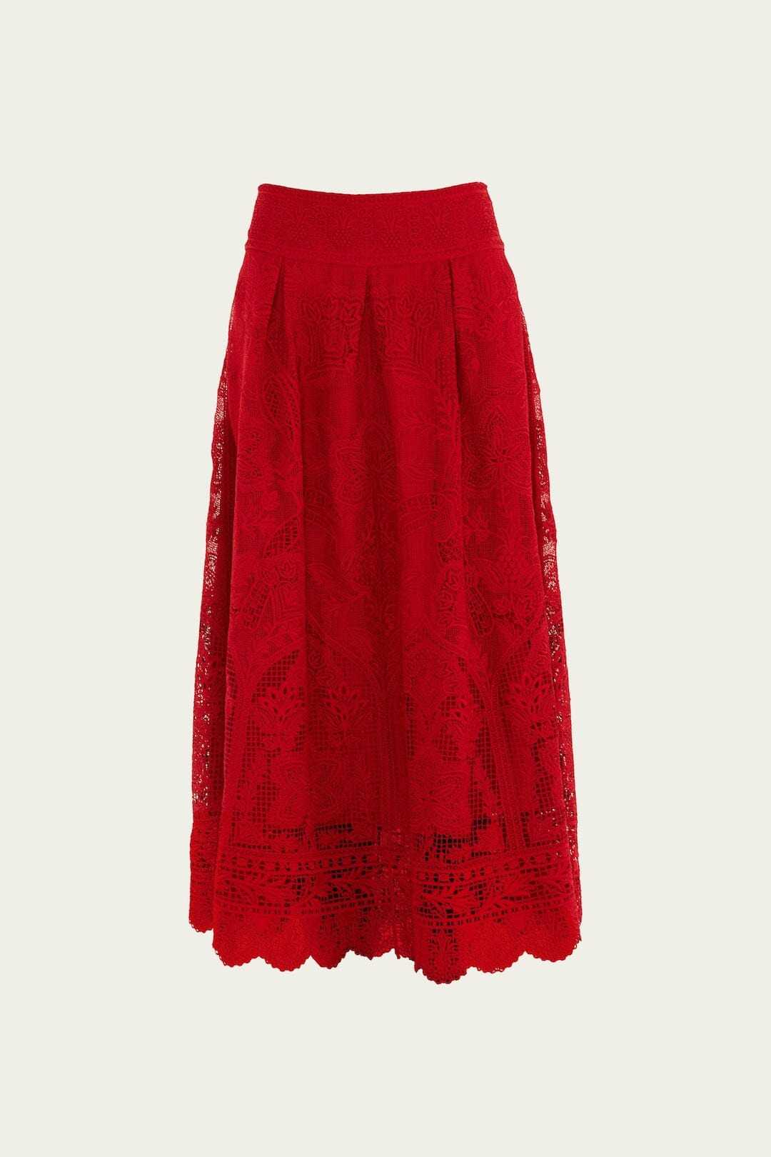 Red Guipure Boho Garden Skirt - 4
