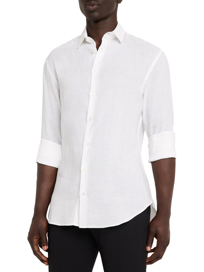 Men's Linen Button-Front Sport Shirt - White 3