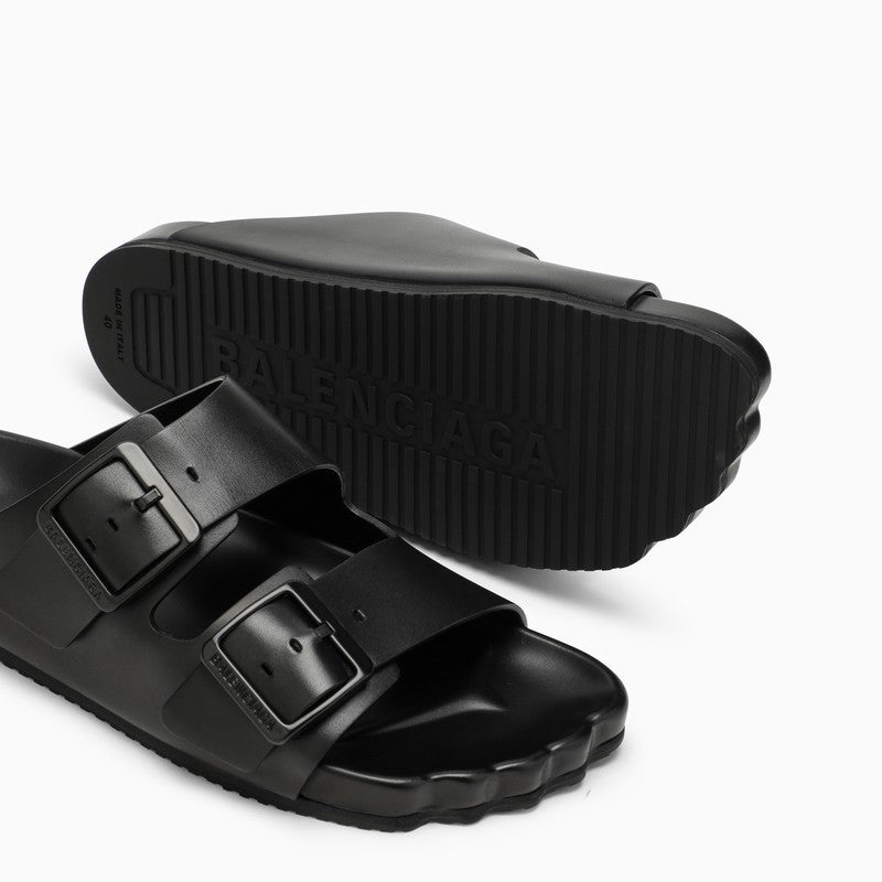 BALENCIAGA Balenciaga Black Leather Sunday Sandal Men