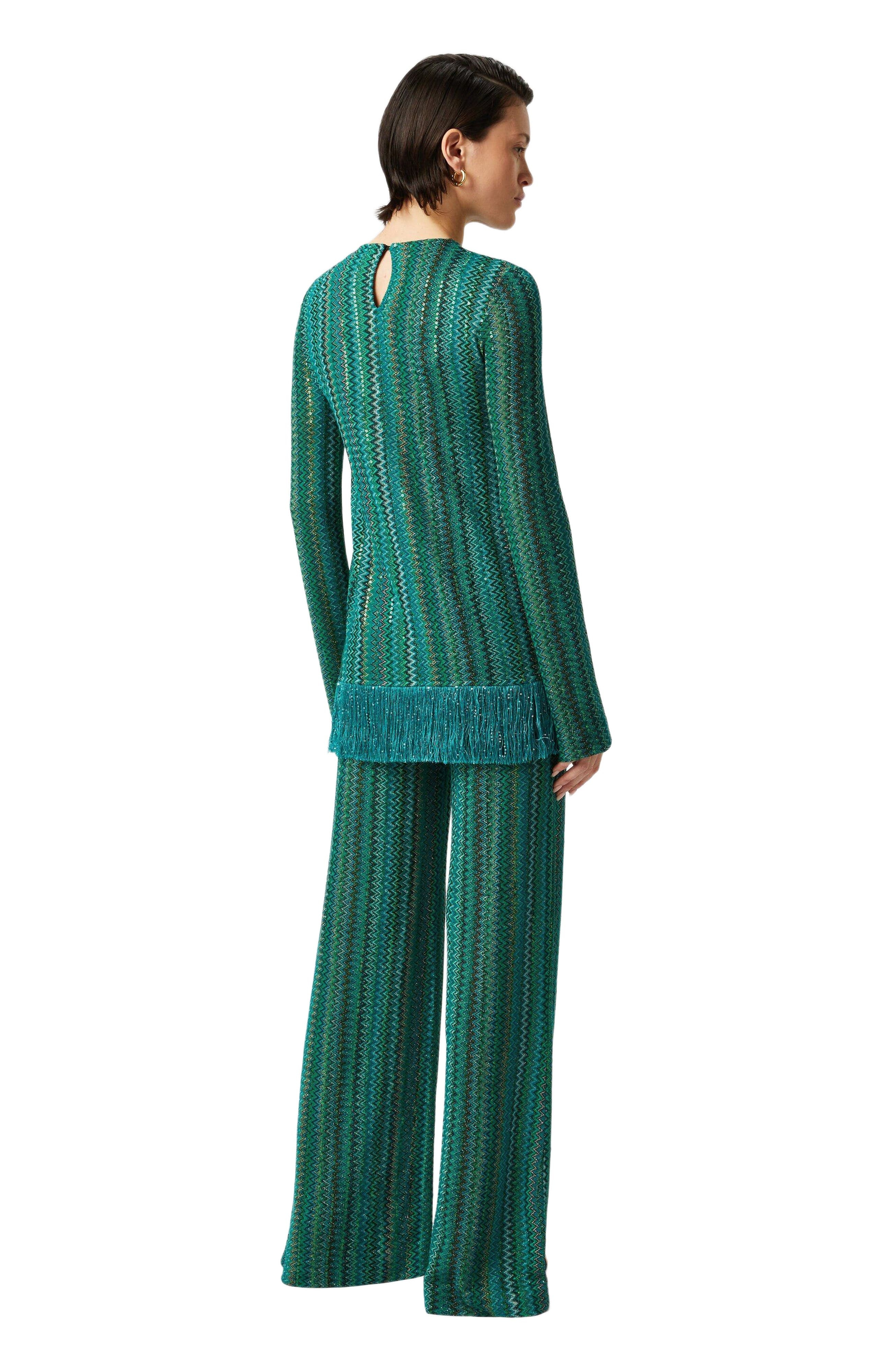 Missoni Zig Zag Sweater With Sequins And Asymmetrical Hem With Fringes in Multicoloured at Nordstrom - 3