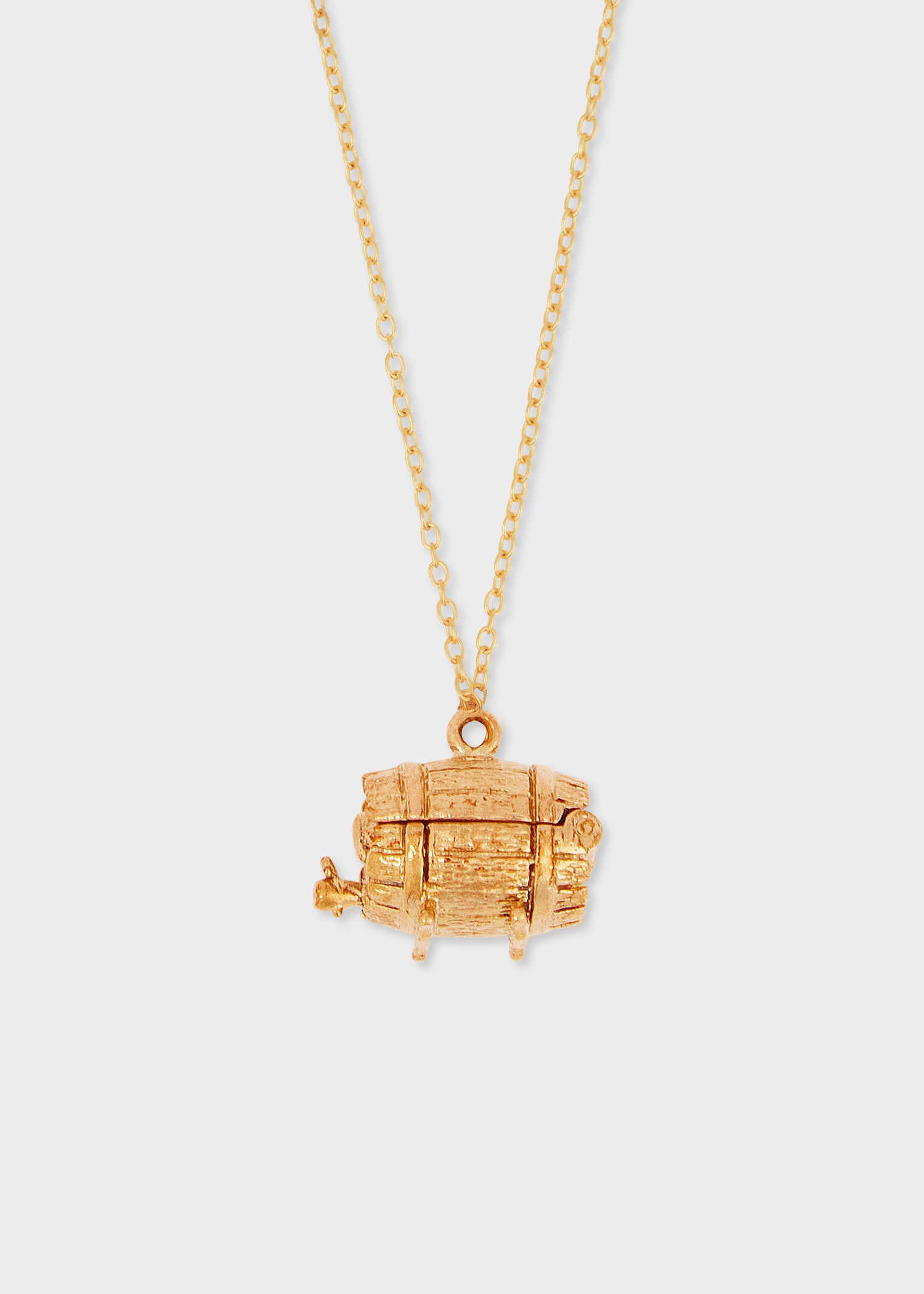 'Articulated Gold Wine Barrel with Man & Bottle' Necklace by Baroque Rocks - 1