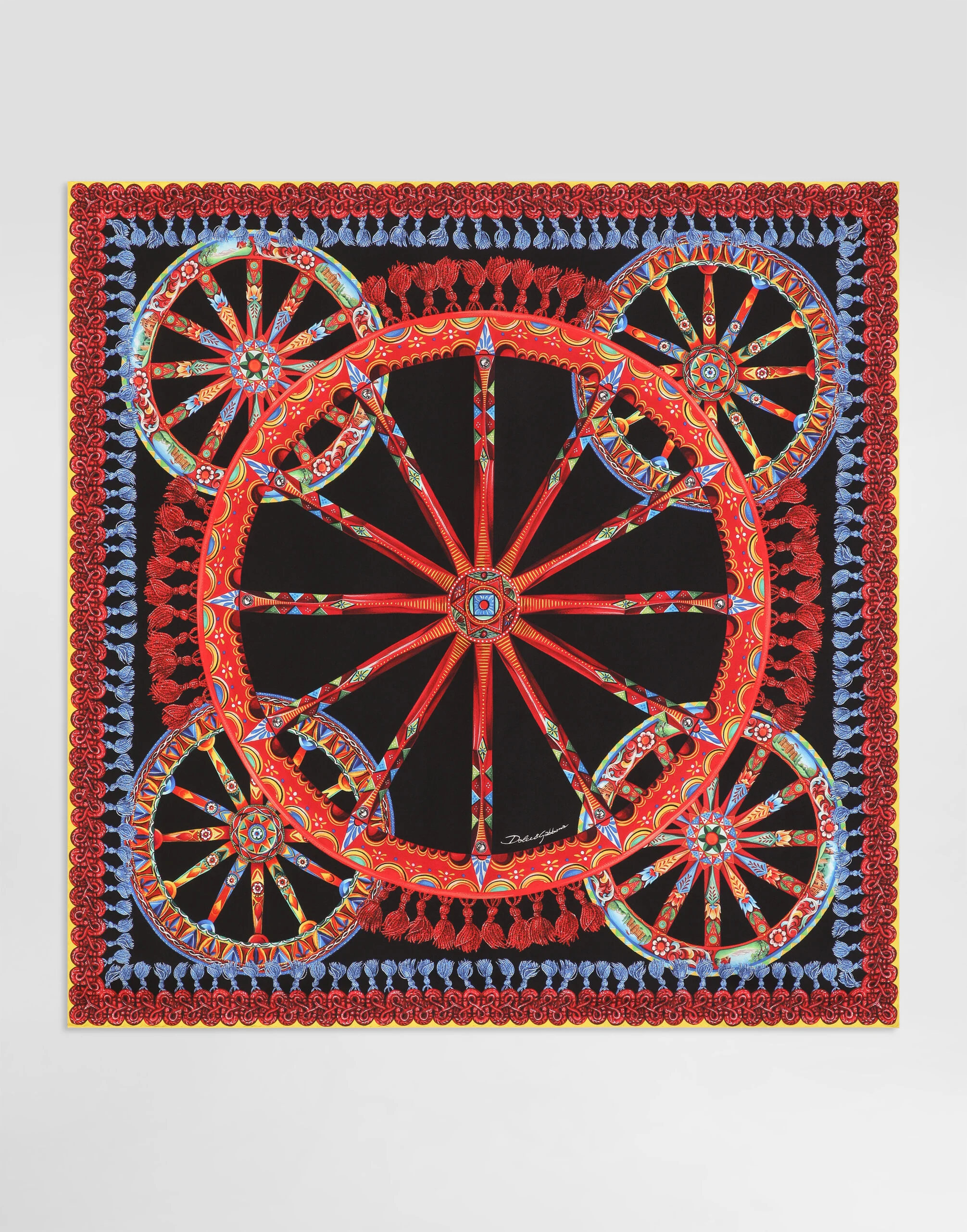 90x90 carretto-print silk twill scarf - 1