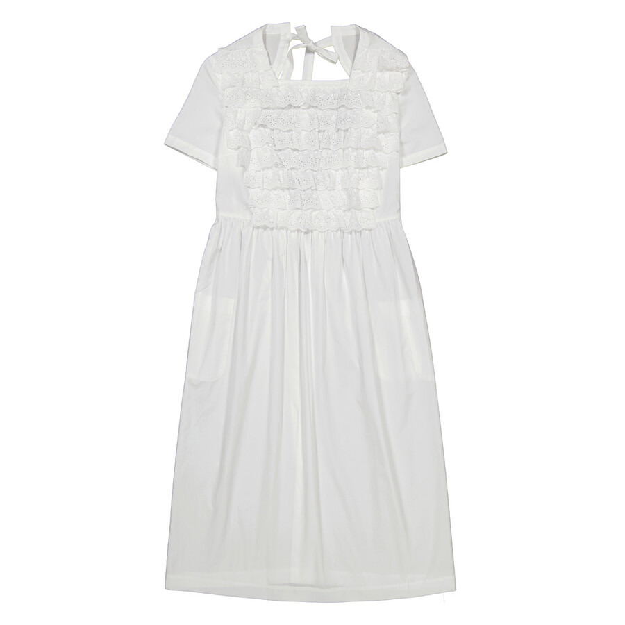 Comme Des Garcons Girl White Ruffled Cotton-poplin Dress - 4