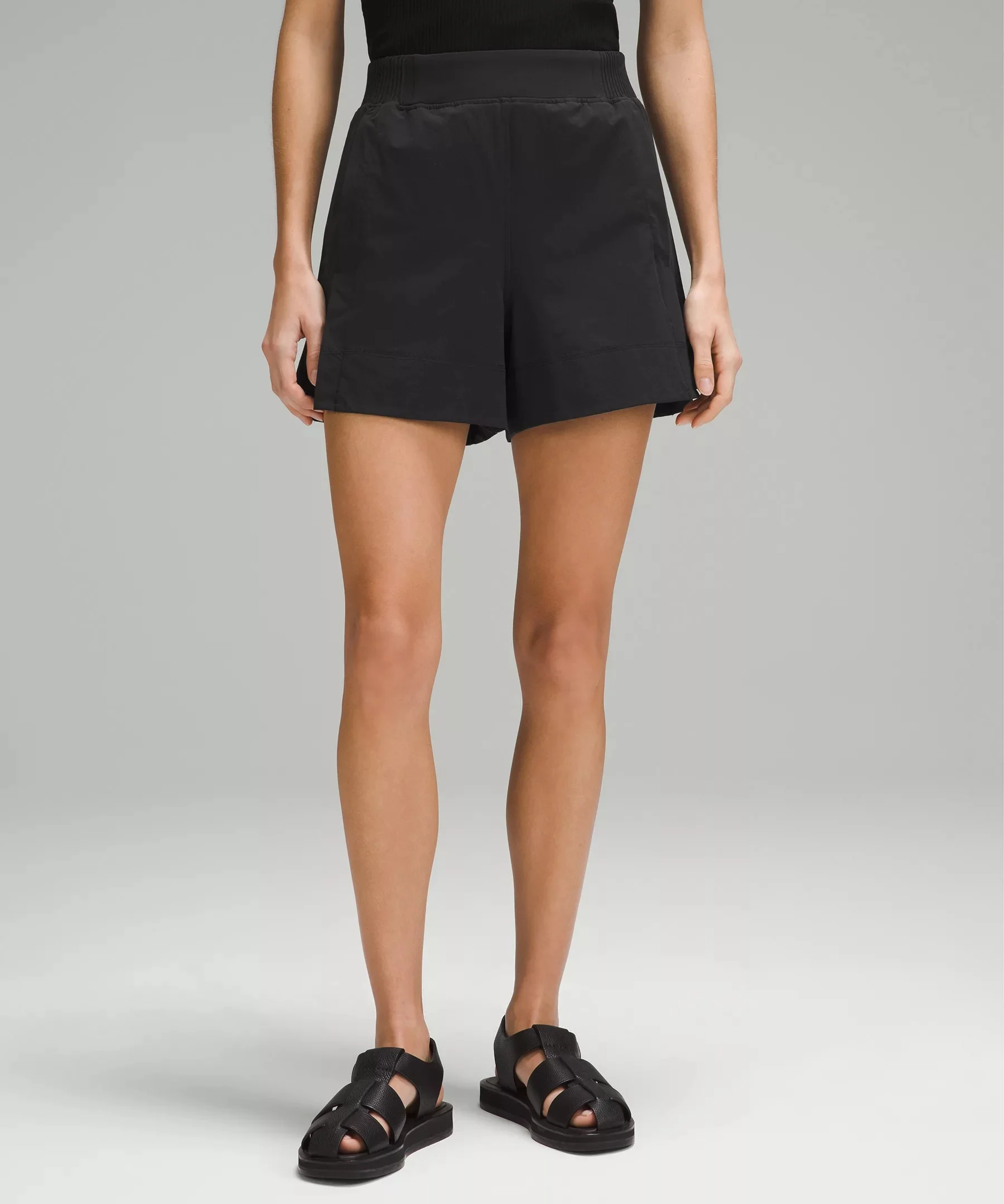 Stretch Woven Relaxed-Fit High-Rise Short 4" - 1