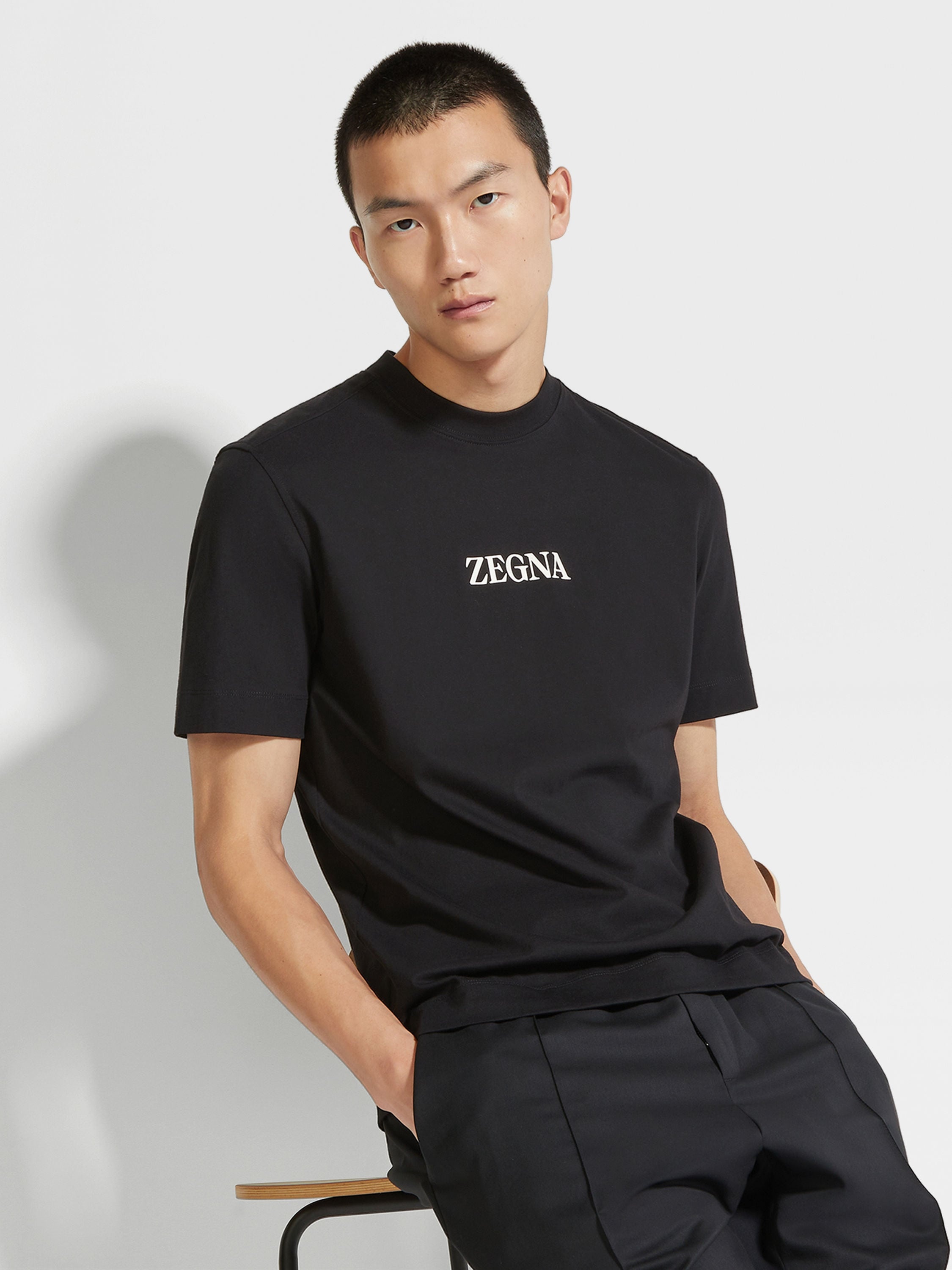 【関税&送料込】Zegna T-Shirt With Logo ZEGNA BLACK #USETHEEXISTING™ COTTON T-SHIRT | REVERSIBLE