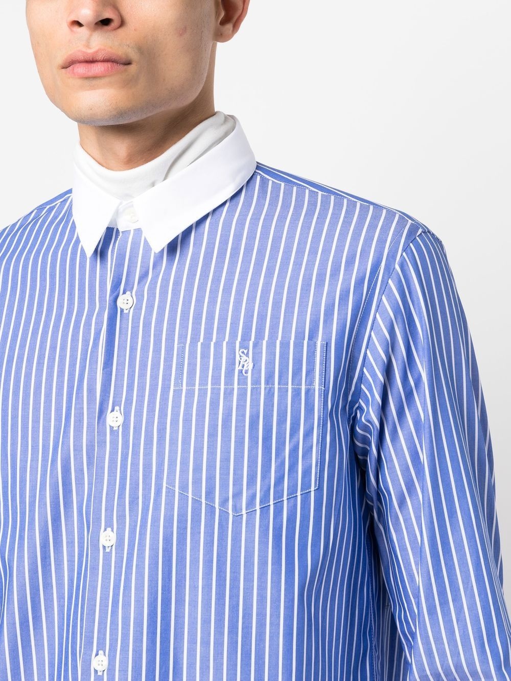 logo-embroidered stripe-print shirt - 5