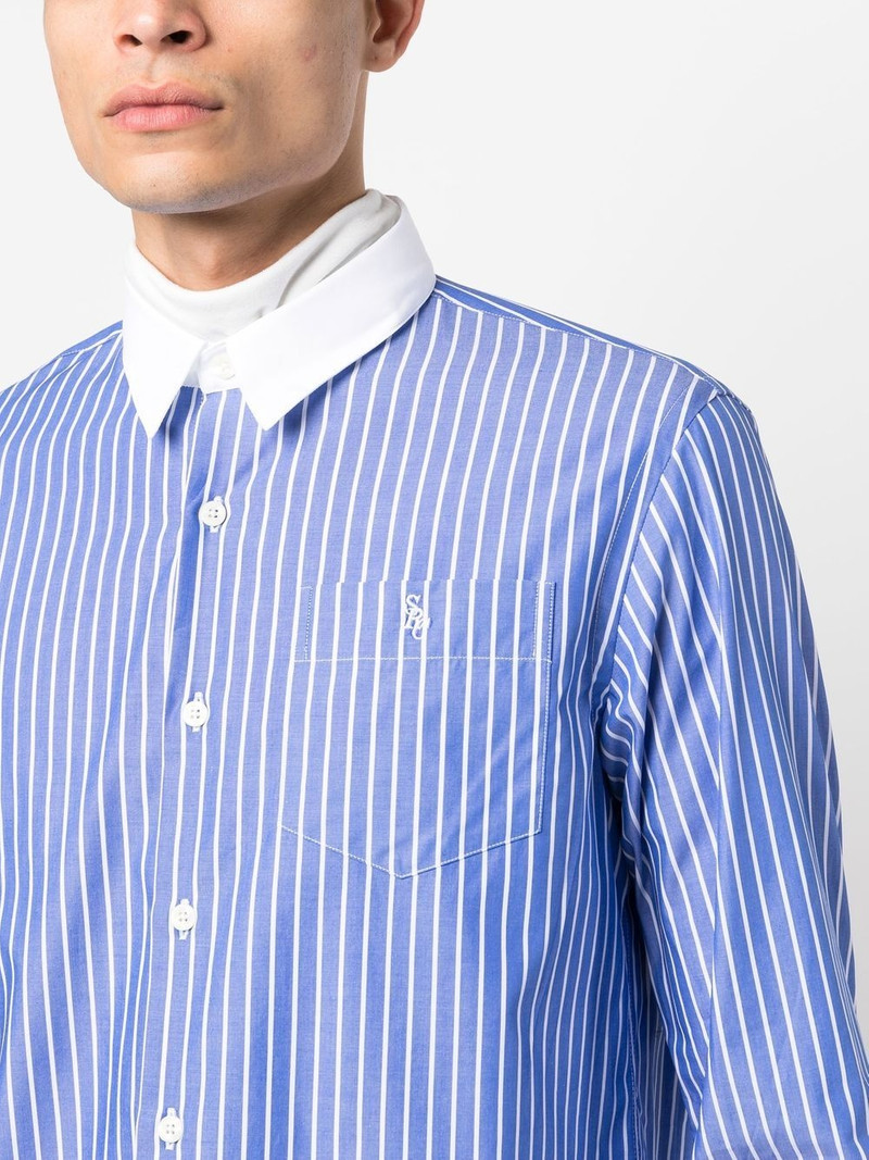 logo-embroidered stripe-print shirt 5