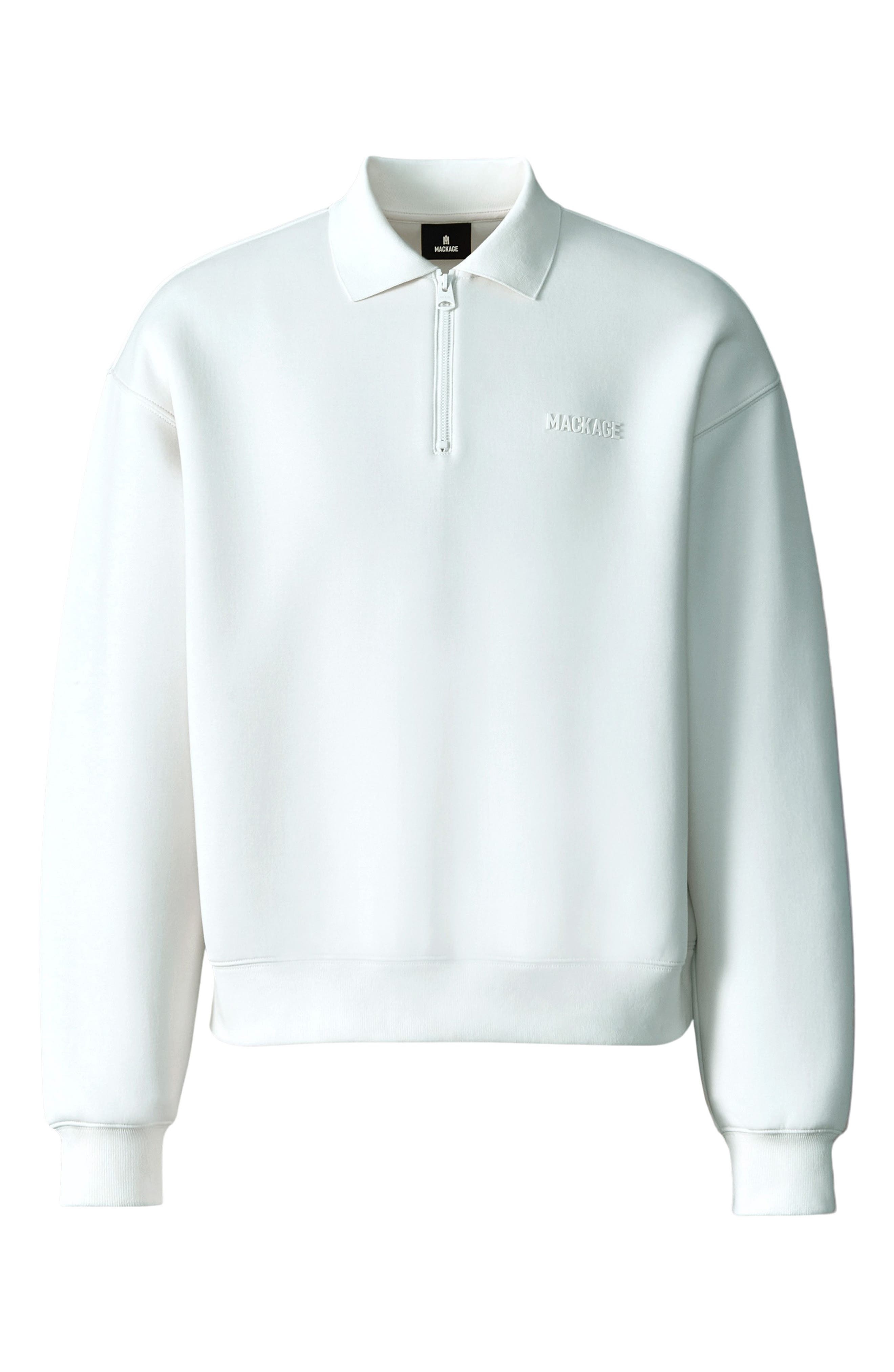 Mackage Felix Quarter Zip Polo Sweater in Cream at Nordstrom - 4