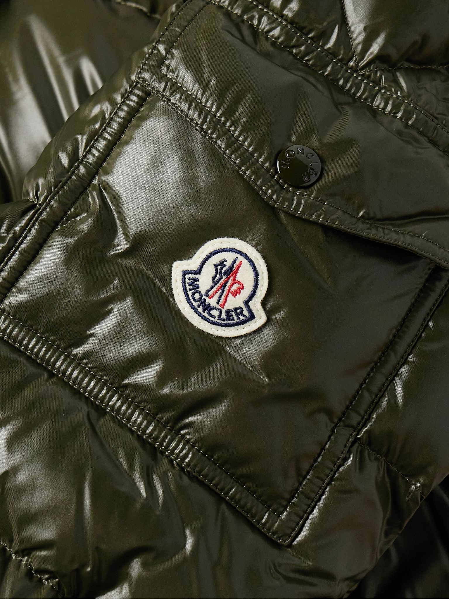 Maya Logo-Appliquéd Quilted Nylon Hooded Down Jacket Army green - 5