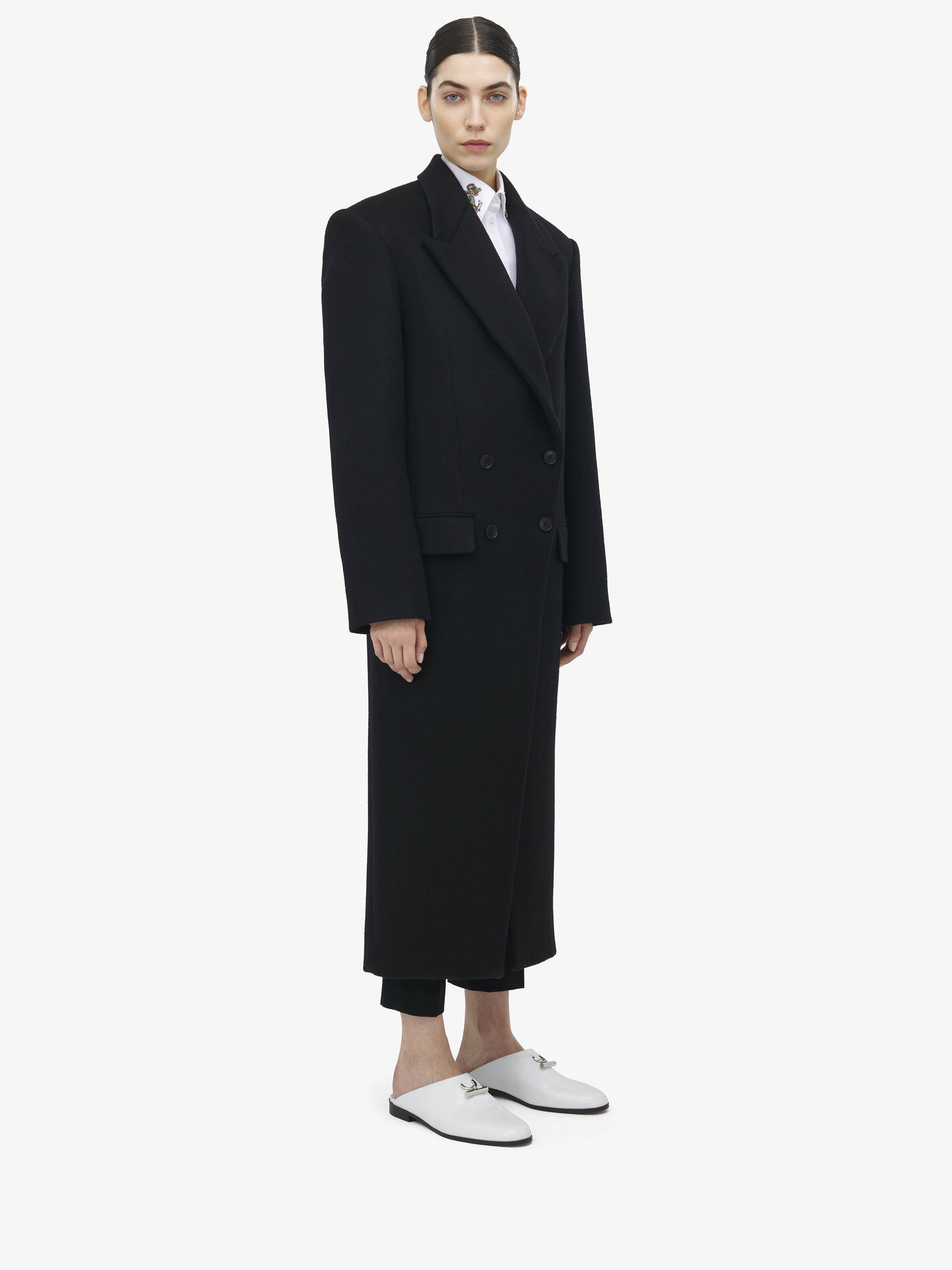 Double-breasted Wool Felt Coat - 3
