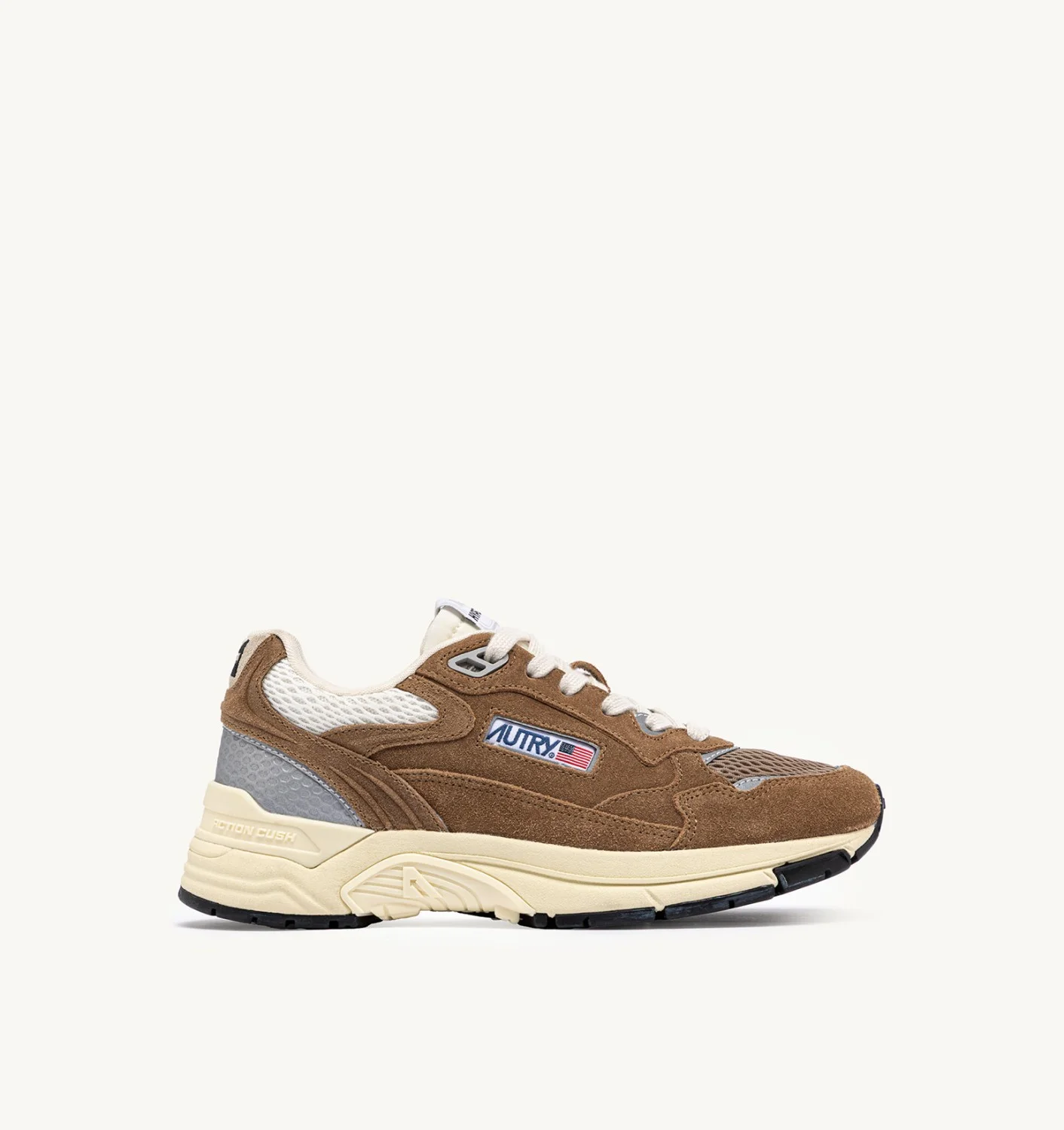 HYPERWAY SNEAKERS IN CIGAR AND SILVER MESH AND SUEDE - 1