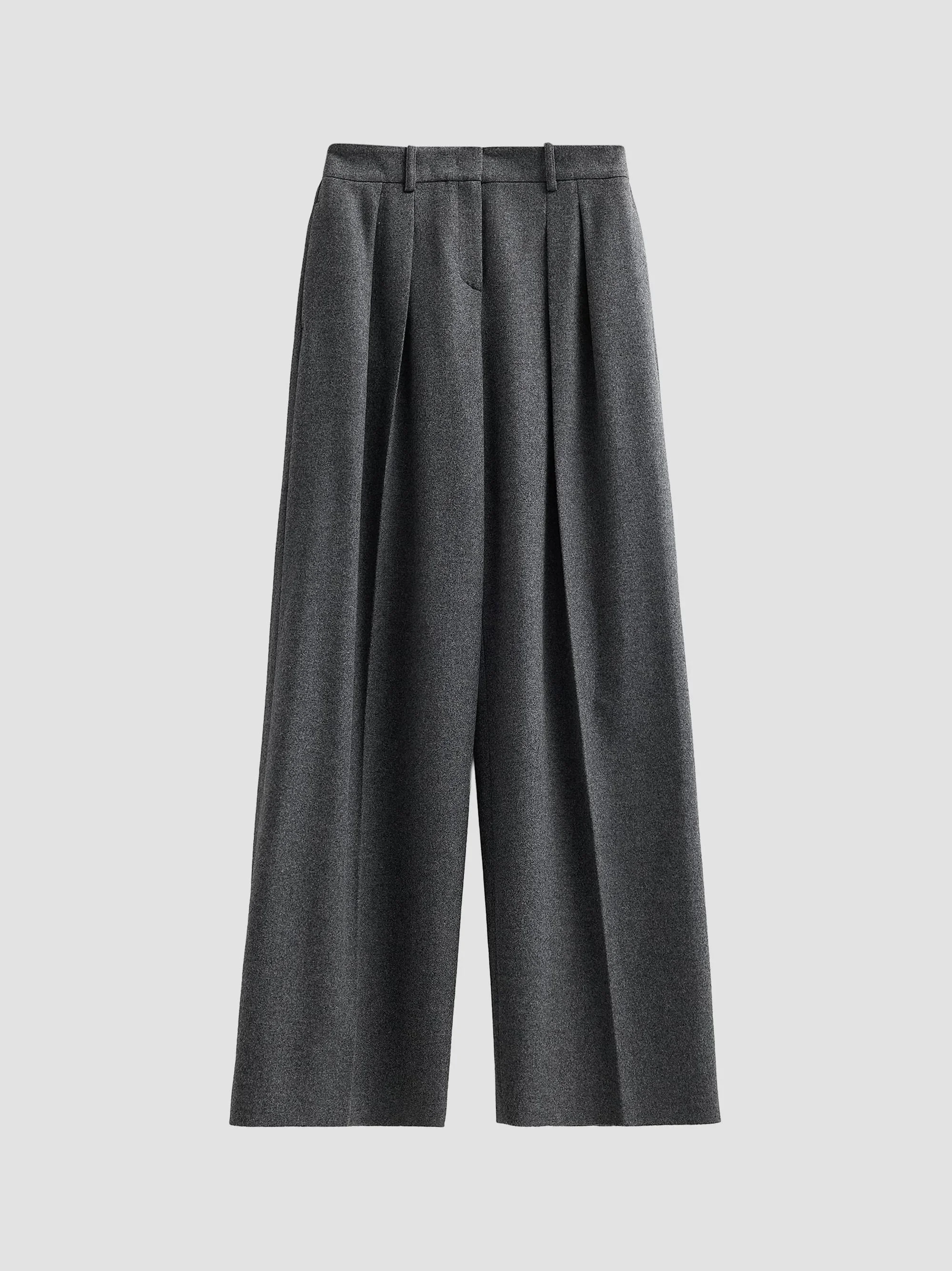Women's Pleated Slouch Trousers - Graphite Melange - 1