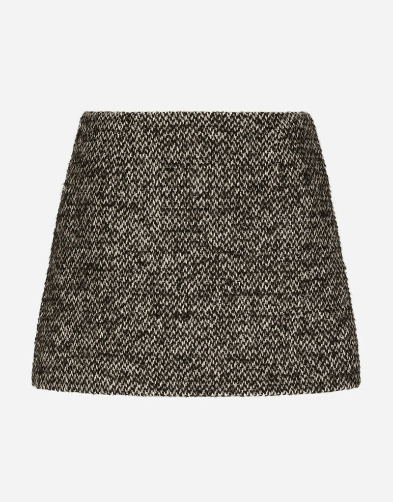 Short speckled tweed skirt 1