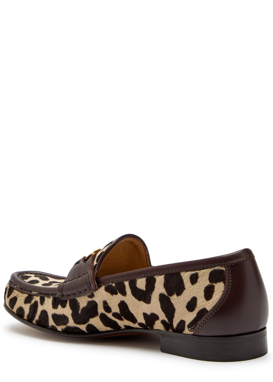 Valentino Vlogo Leopard-print Calf-hair Loafers - 2