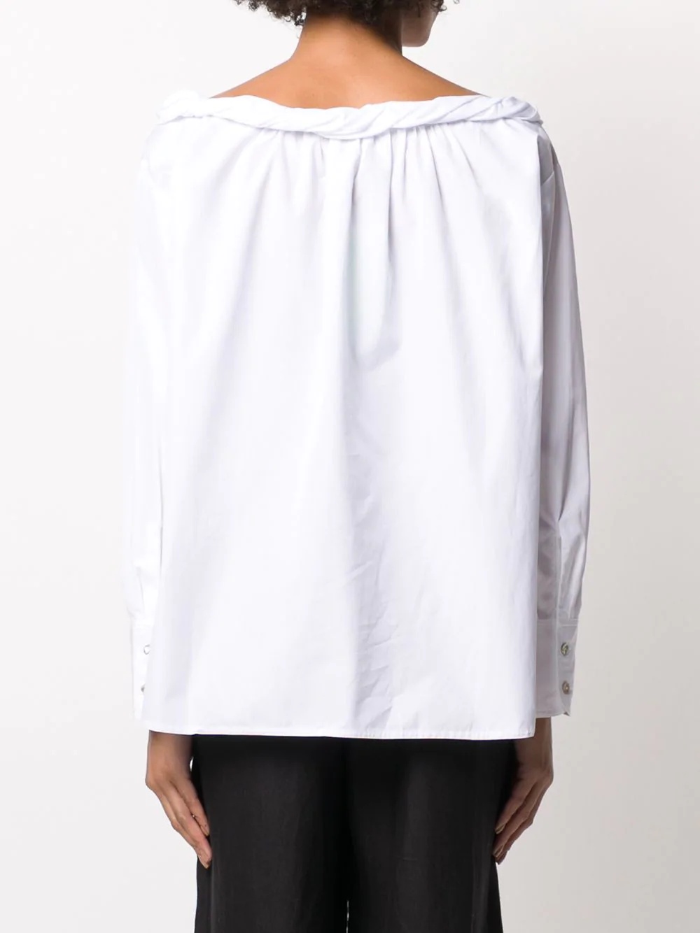 folded-neck cotton shirt - 4